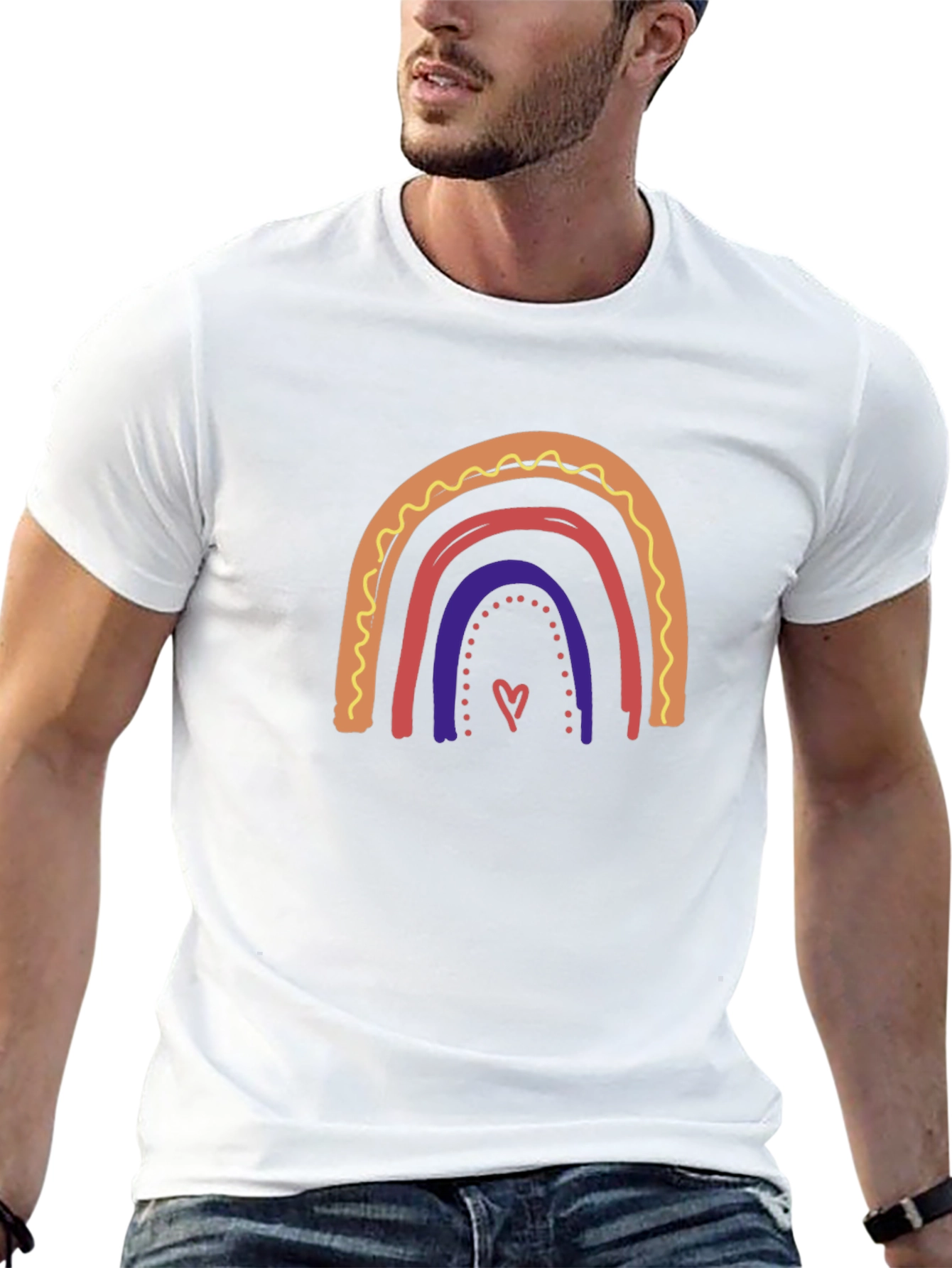 Rainbow Heart Graphic Black T-Shirt