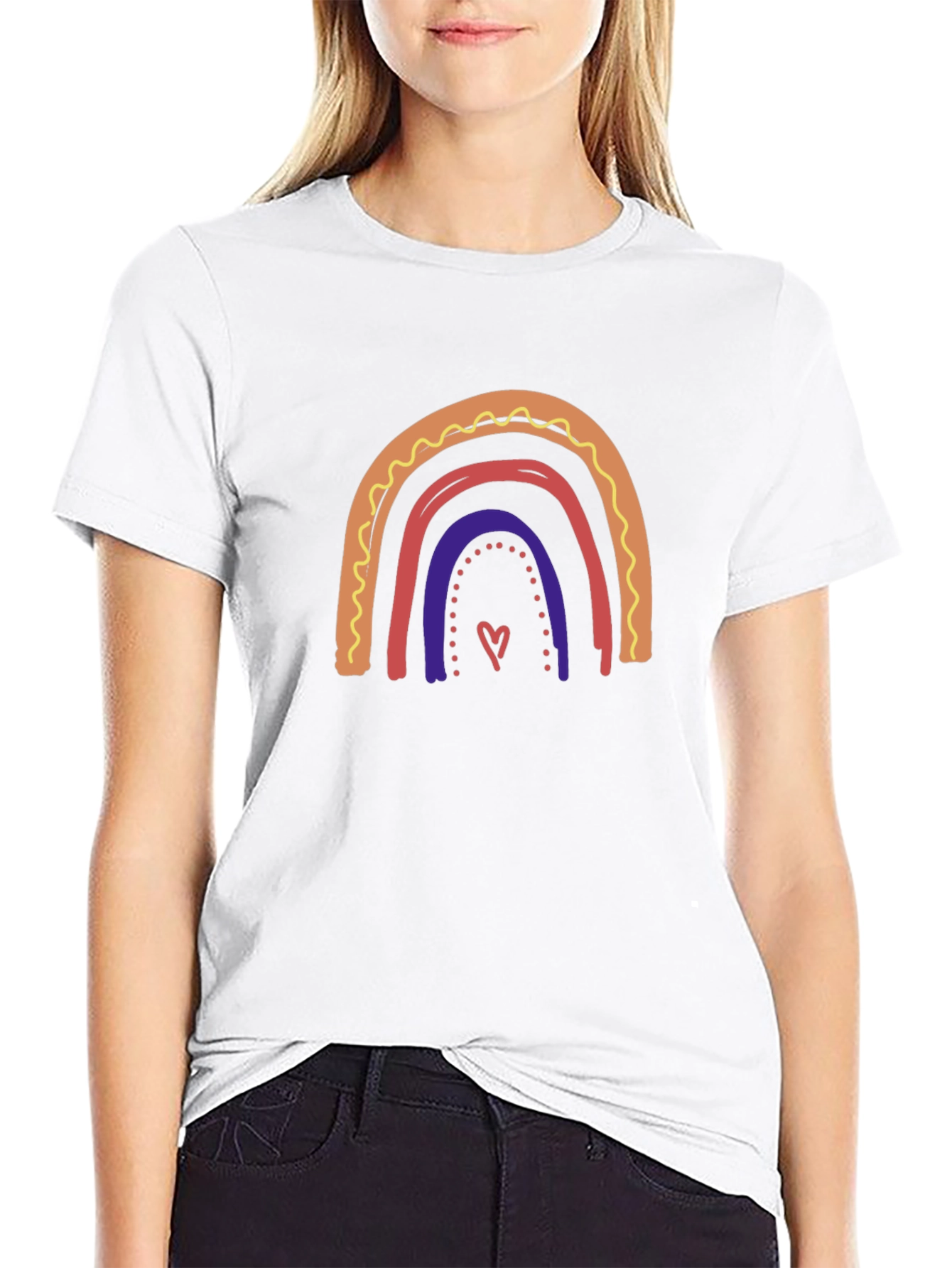 Rainbow Heart Graphic Black T-Shirt
