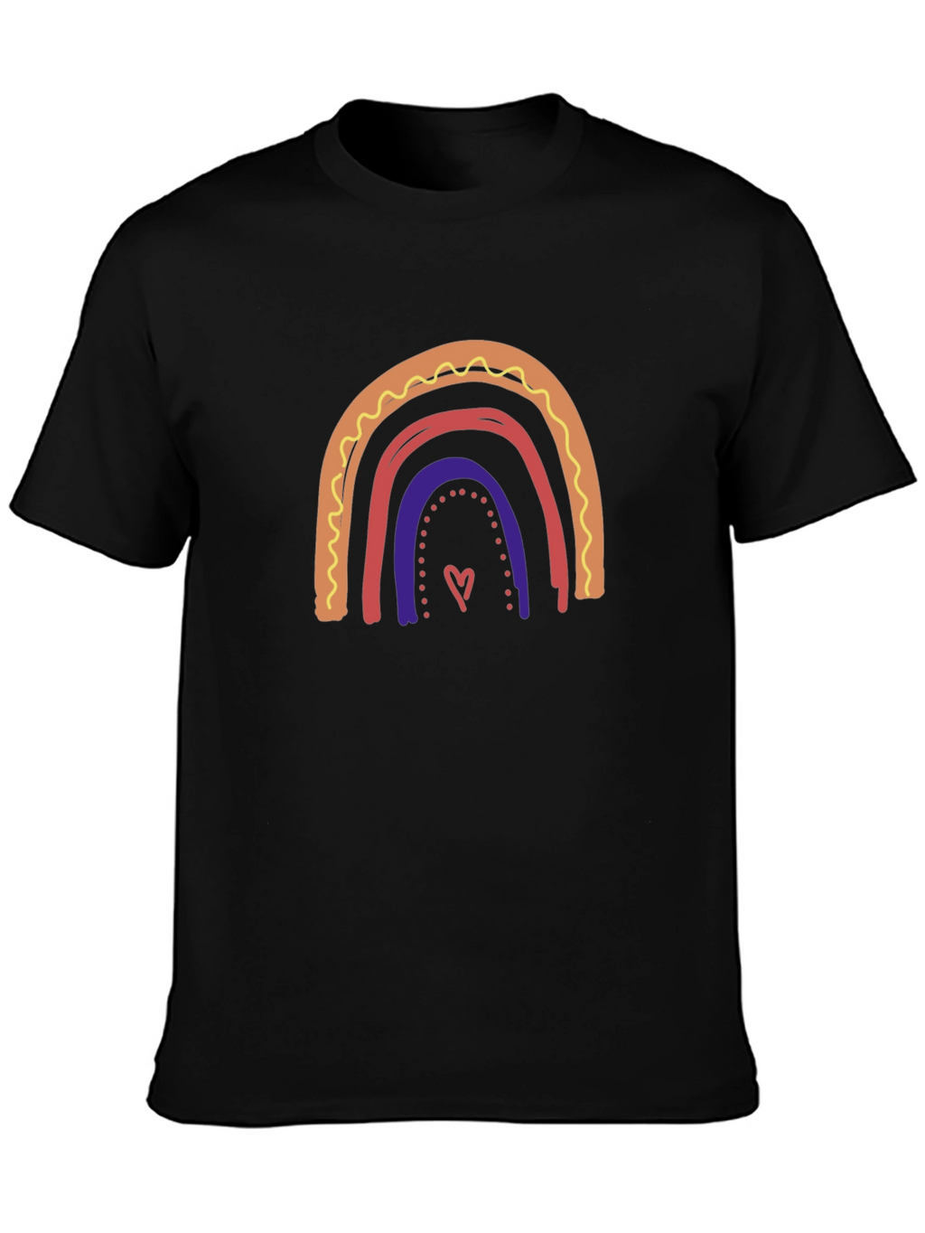 Rainbow Heart Graphic Black T-Shirt