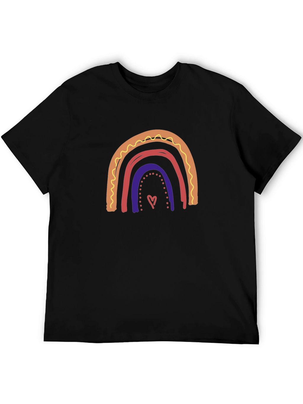 Rainbow Heart Graphic Black T-Shirt