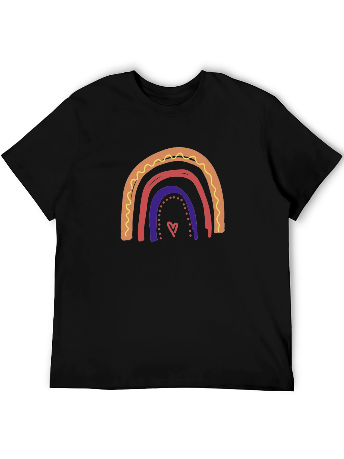 Rainbow Heart Graphic Black T-Shirt