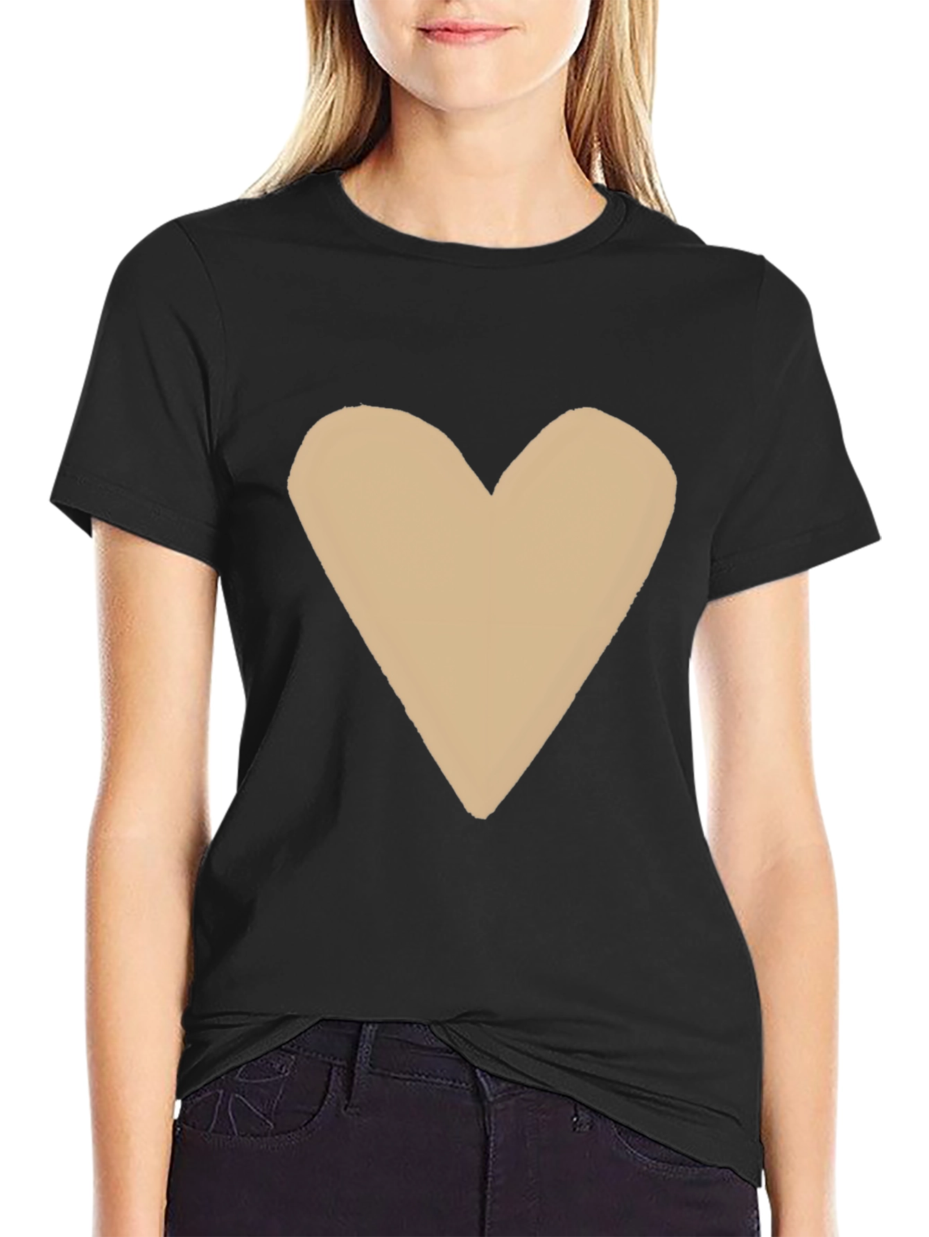 Heart Graphic Tee - Casual Black T-Shirt