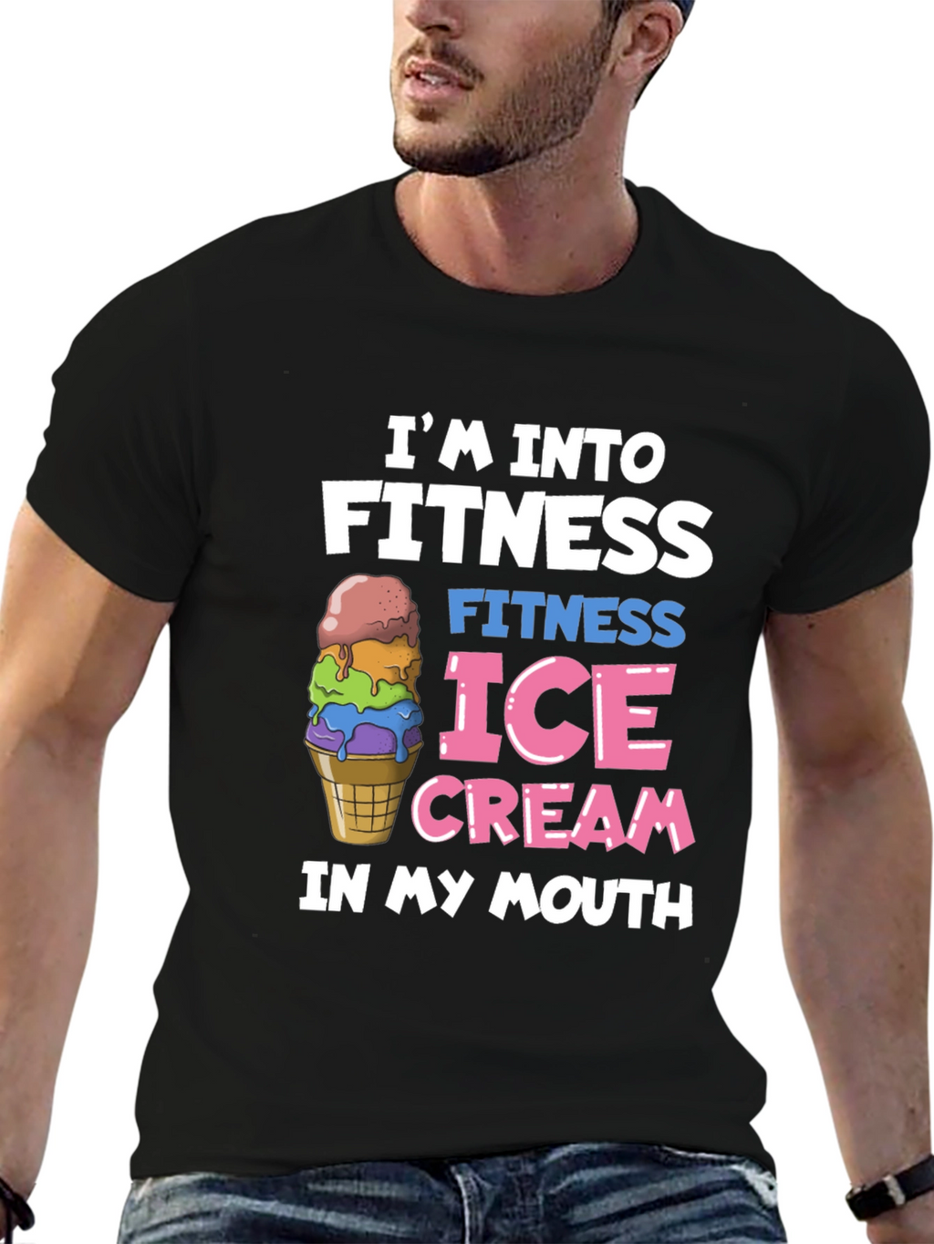 Fitness Ice Cream Black T-Shirt