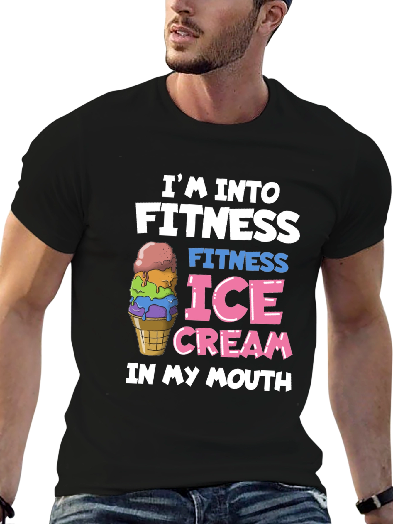 Fitness Ice Cream Black T-Shirt