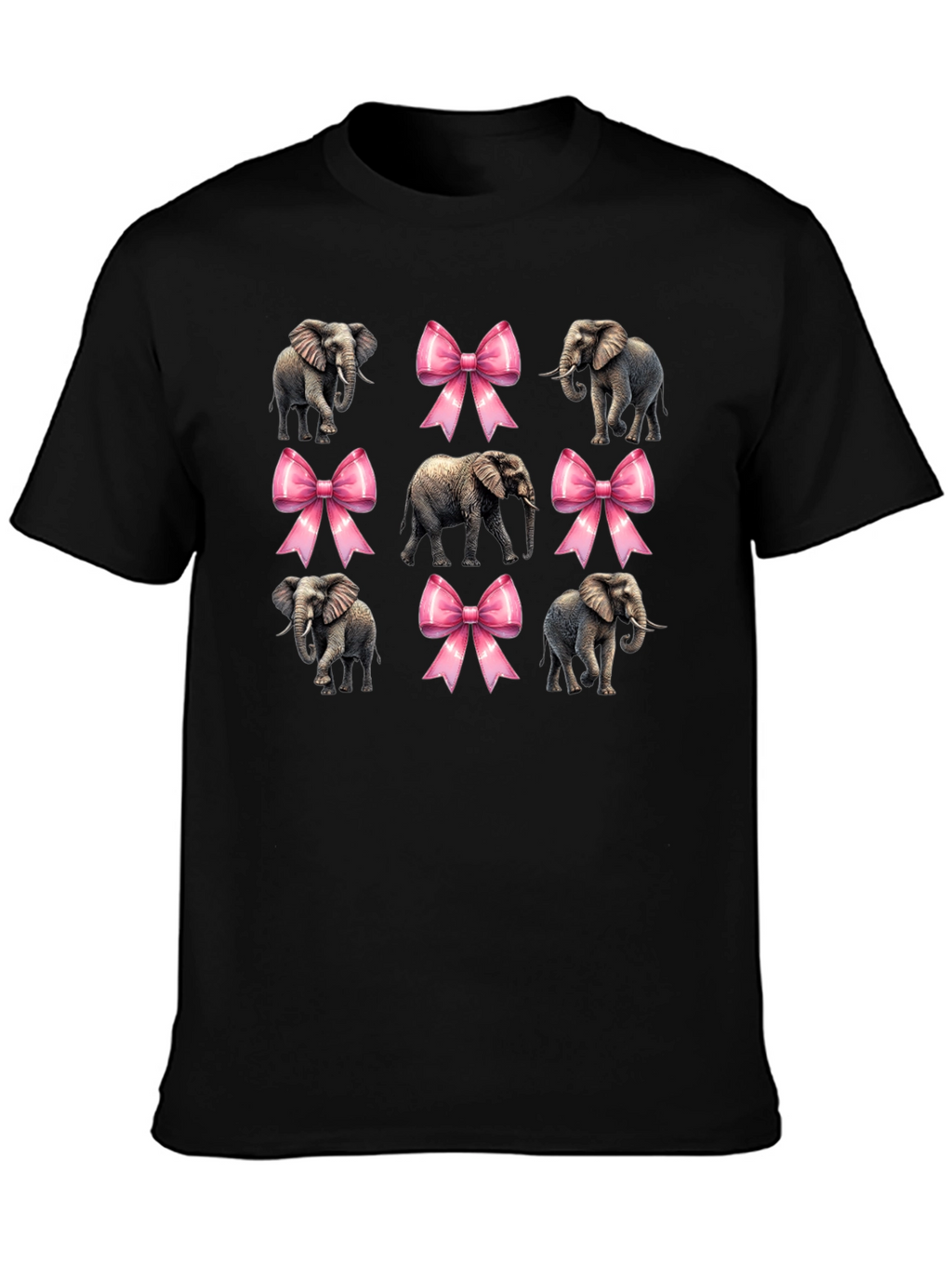 Elephant and Bow Graphic Tee - Black