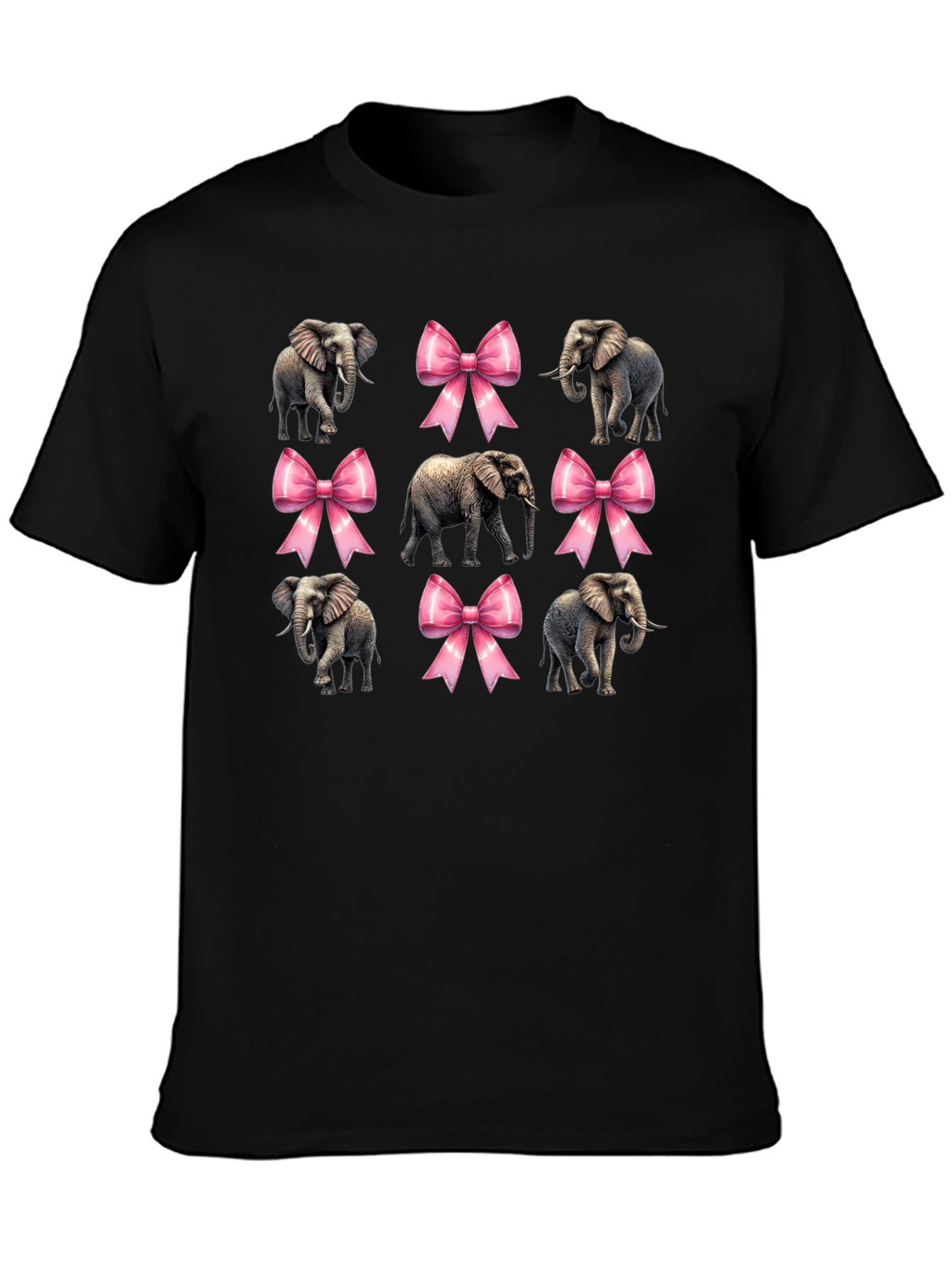 Elephant and Bow Graphic Tee - Black