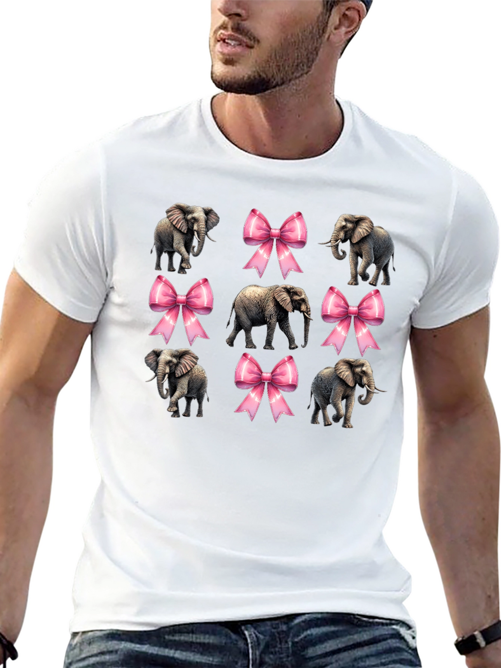 Elephant and Bow Graphic Tee - Black