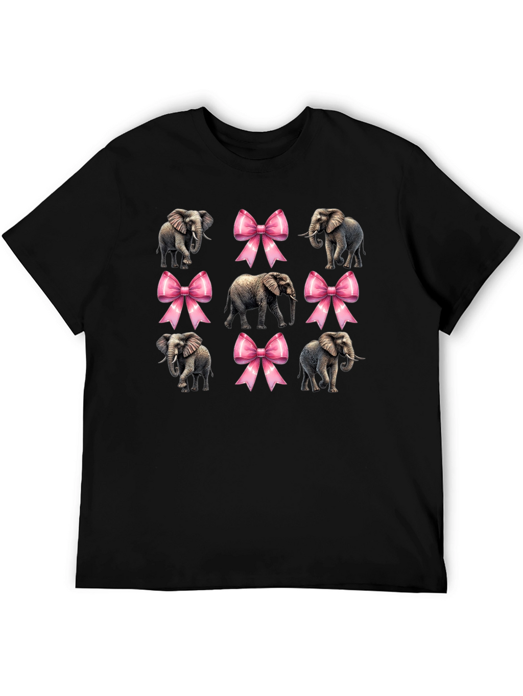 Elephant and Bow Graphic Tee - Black