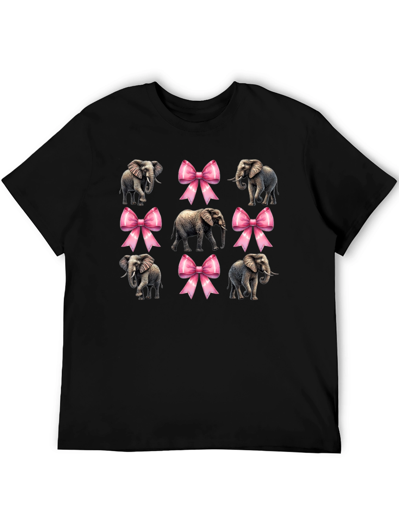 Elephant and Bow Graphic Tee - Black