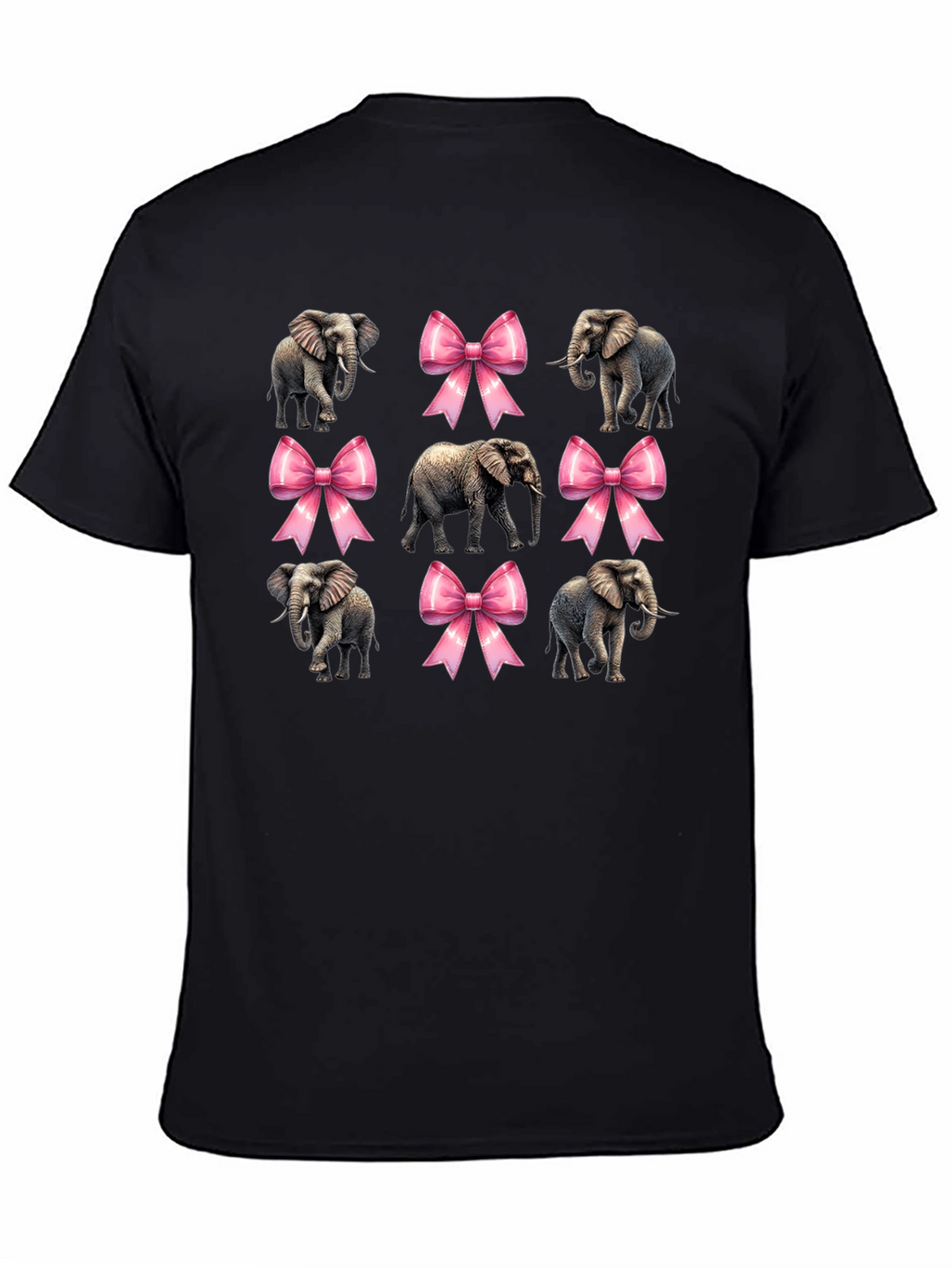 Elephant and Bow Graphic Tee - Black