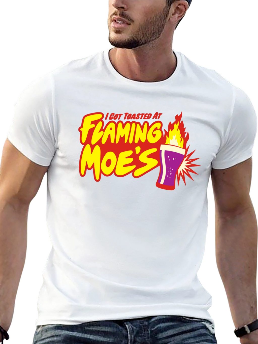 Flaming Moes T-Shirt - Toasted At Moes Tee
