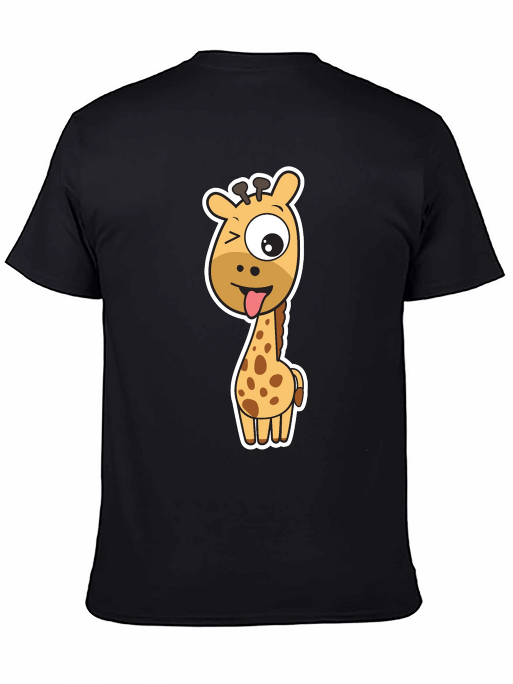 Funny Giraffe Graphic Tee - Black Cotton T-Shirt