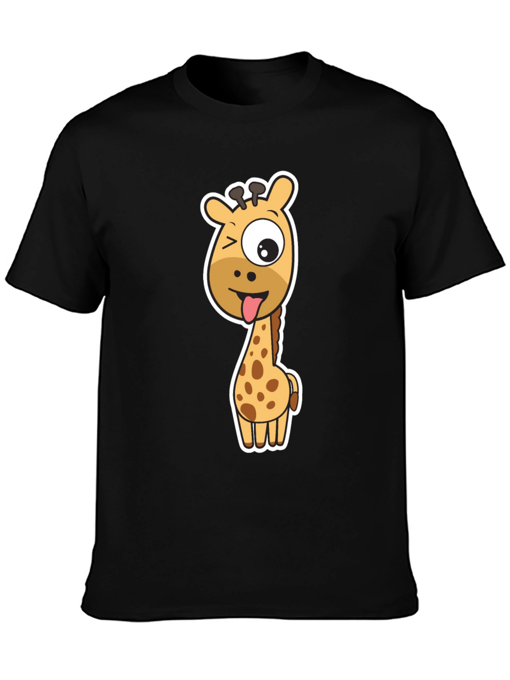 Funny Giraffe Graphic Tee - Black Cotton T-Shirt