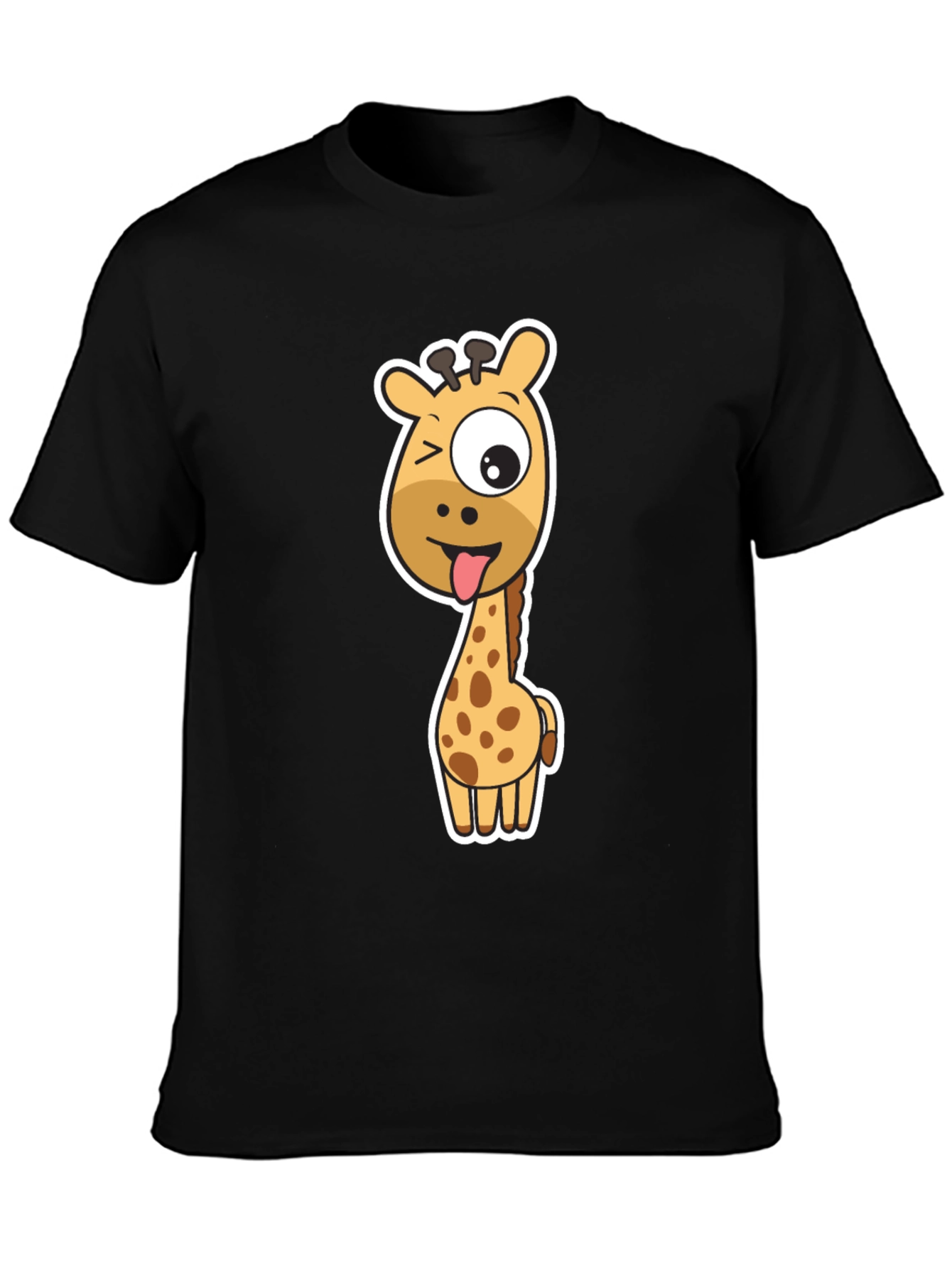 Funny Giraffe Graphic Tee - Black Cotton T-Shirt