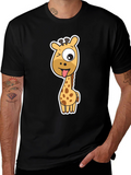 Funny Giraffe Graphic Tee - Black Cotton T-Shirt
