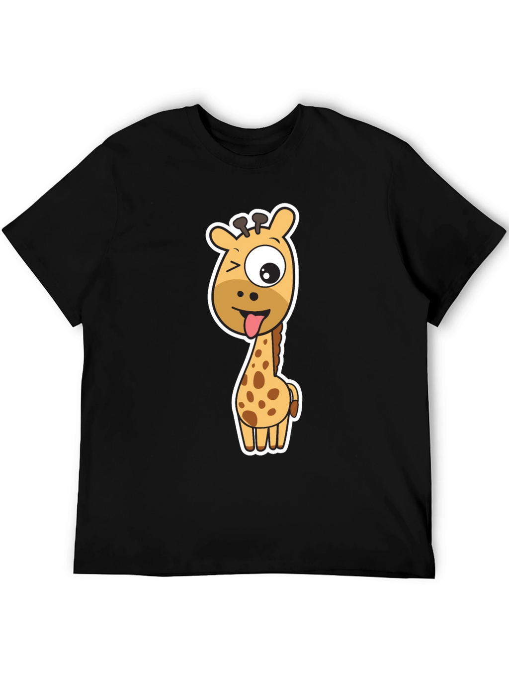 Funny Giraffe Graphic Tee - Black Cotton T-Shirt