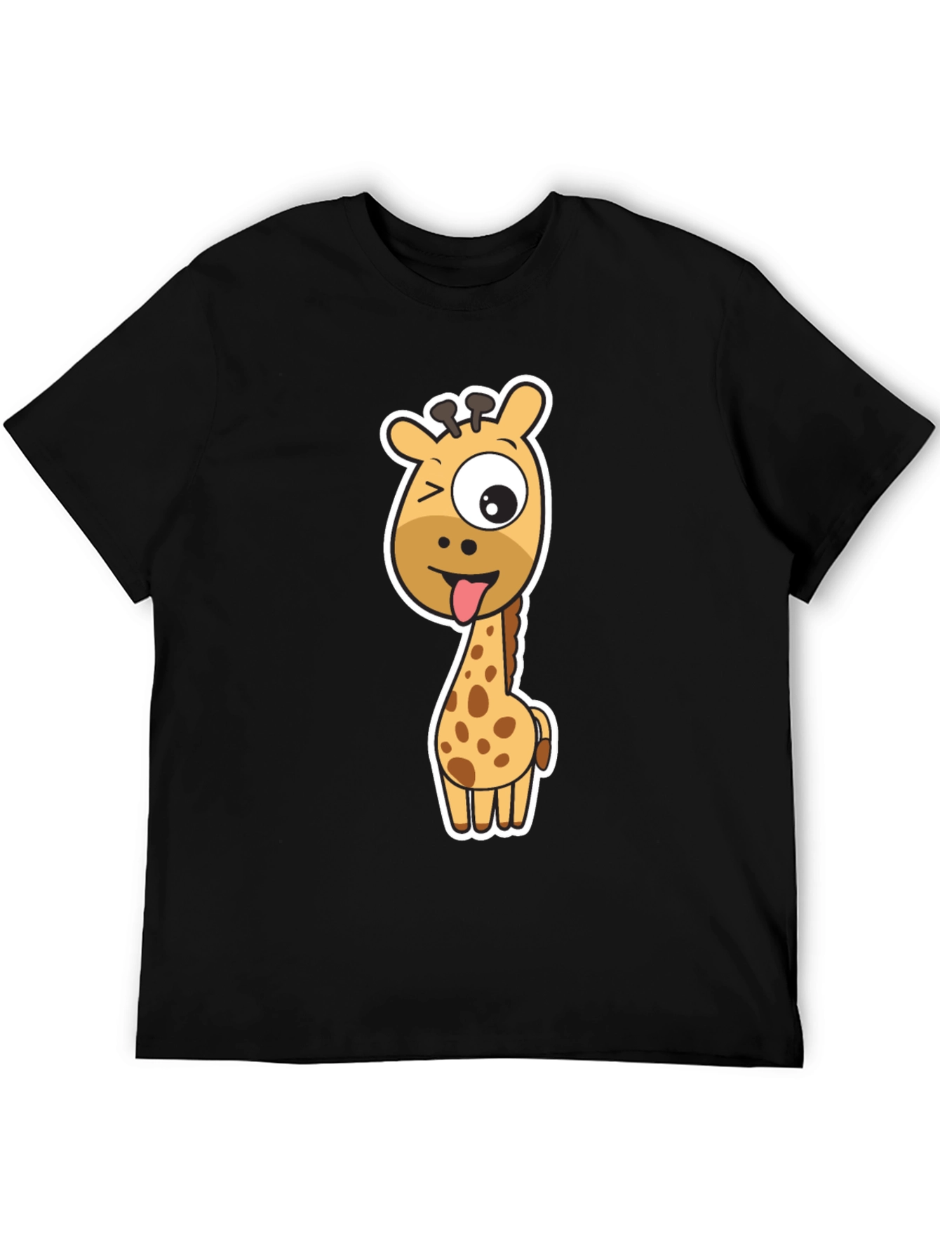 Funny Giraffe Graphic Tee - Black Cotton T-Shirt