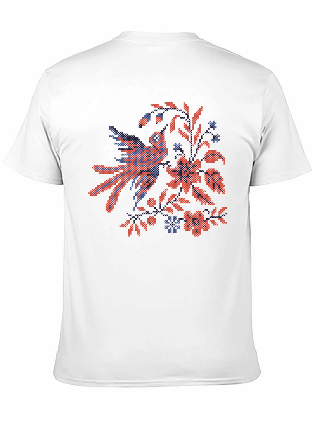 Embroidered Bird & Floral Black T-Shirt