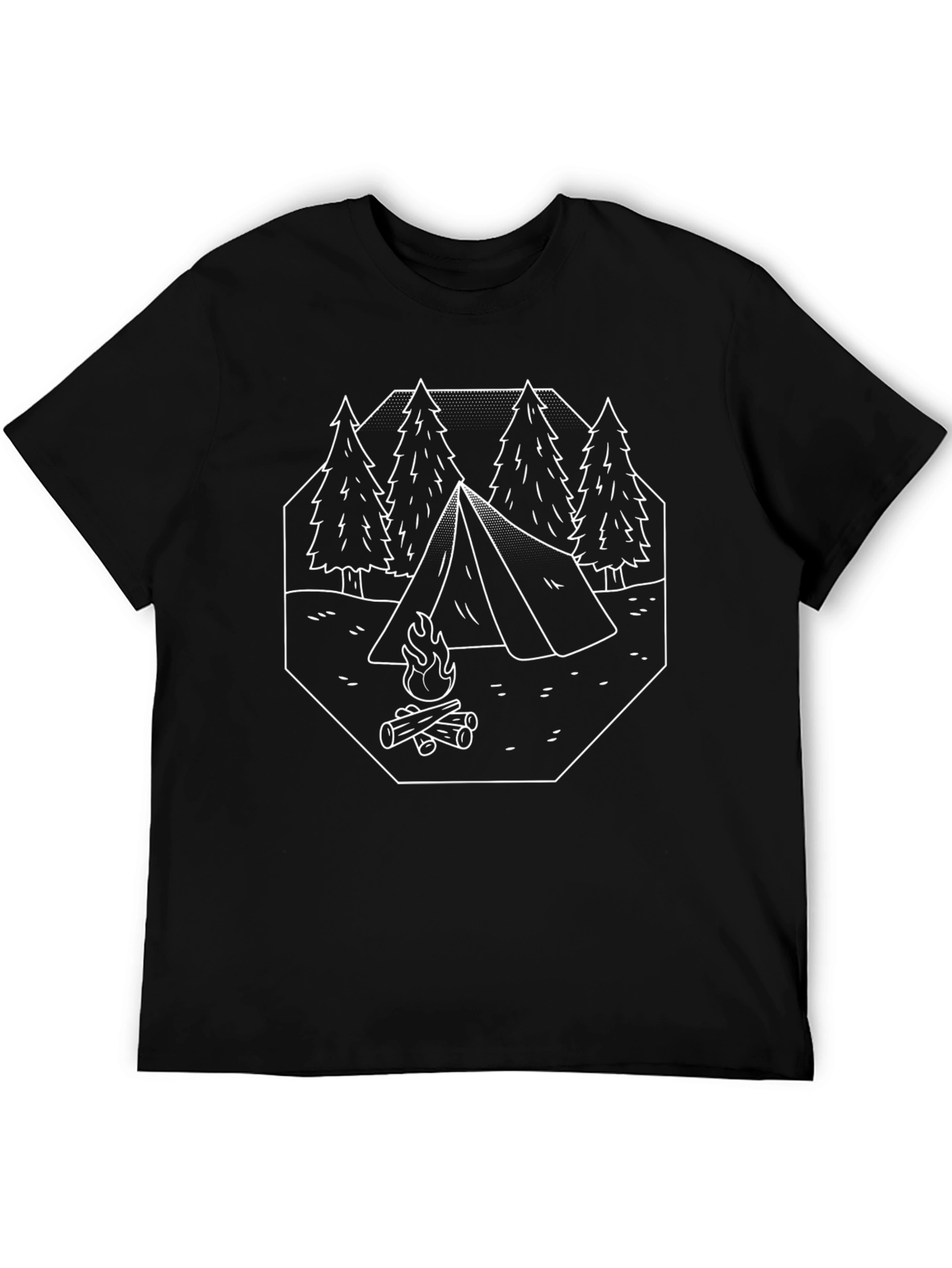 Camping Adventure Black Graphic T-Shirt