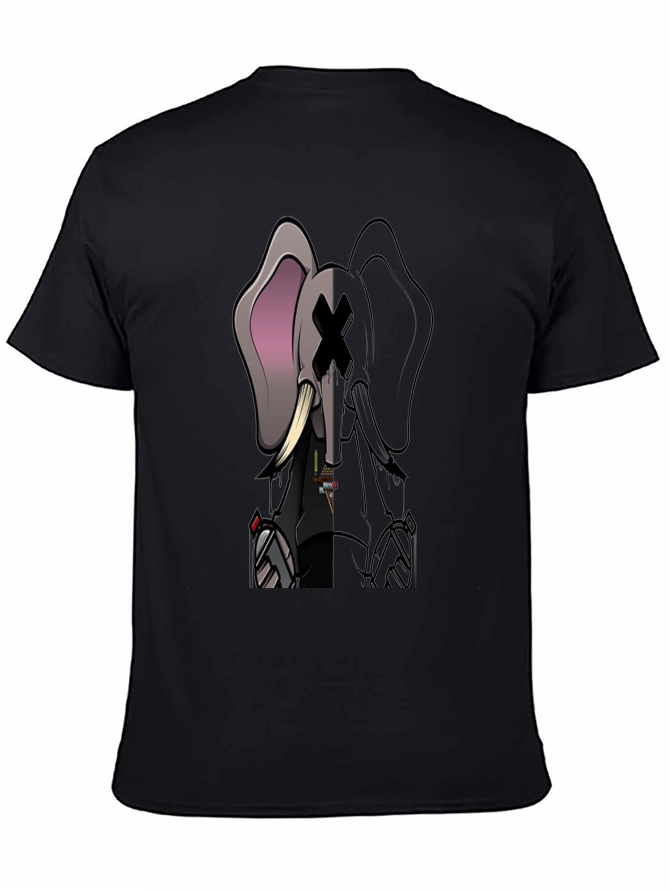 Elephant Graphic Print T-Shirt - Black
