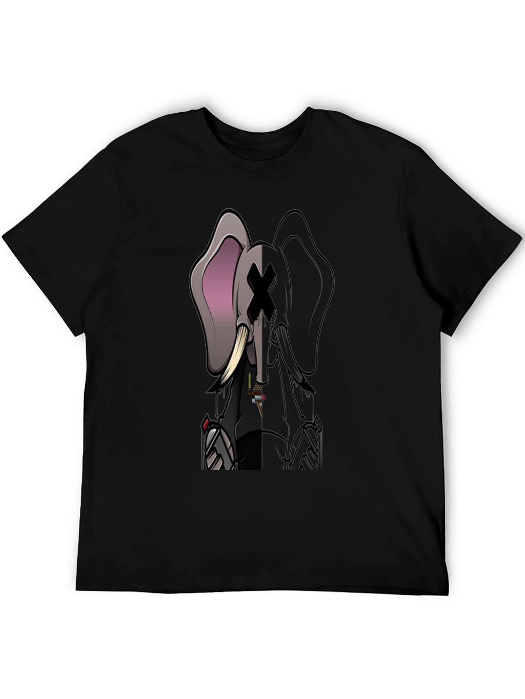 Elephant Graphic Print T-Shirt - Black