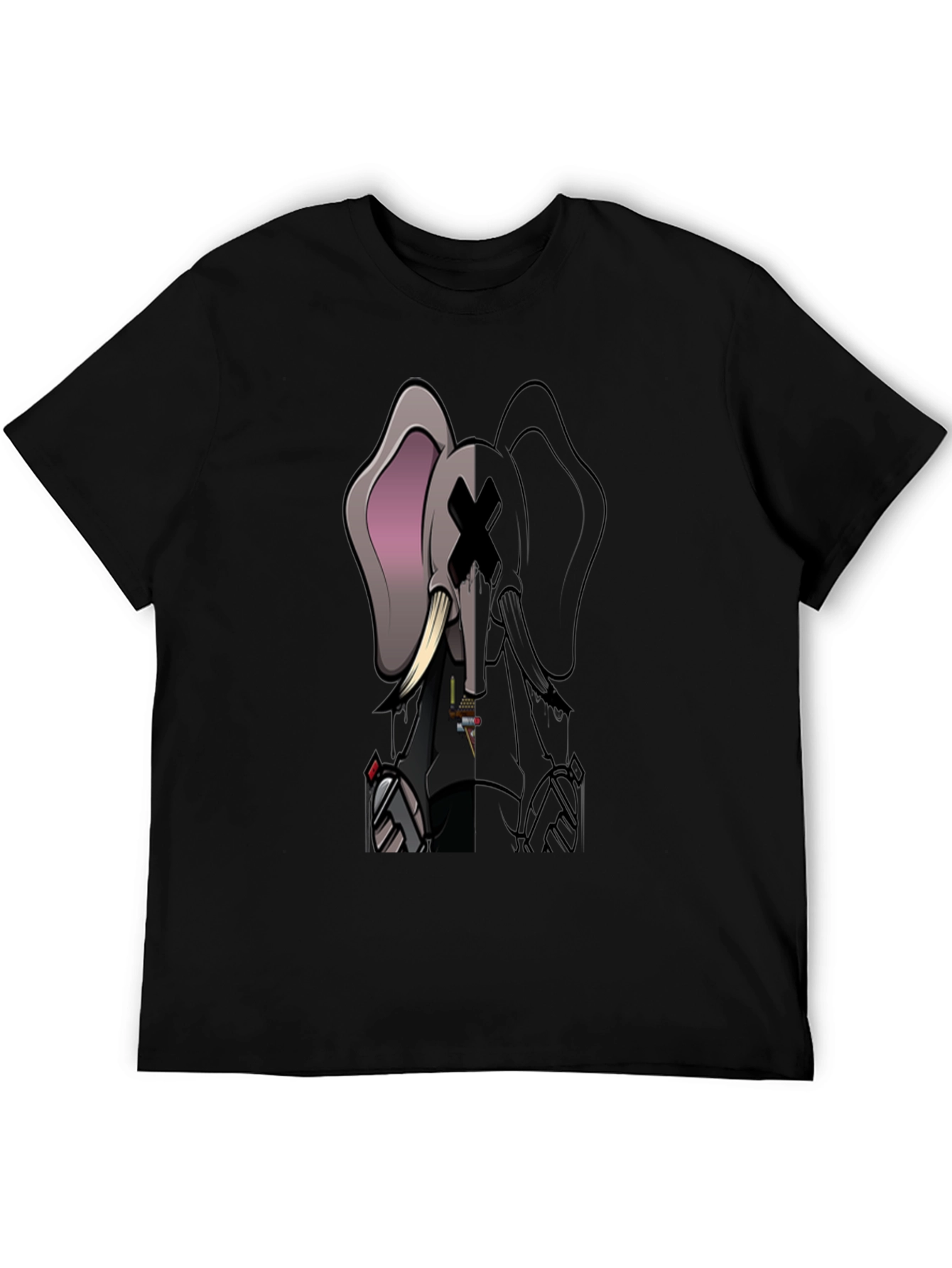 Elephant Graphic Print T-Shirt - Black