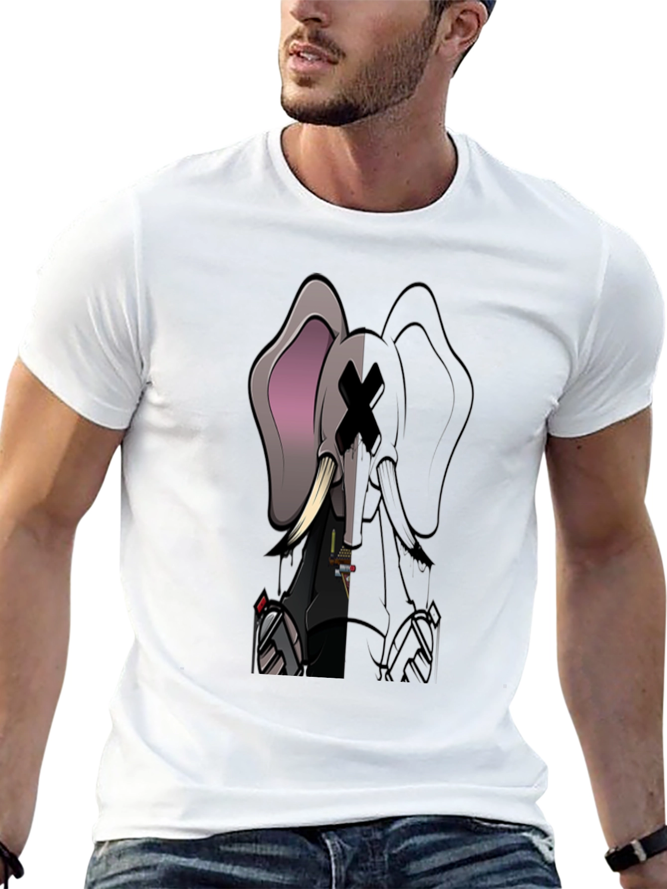 Elephant Graphic Print T-Shirt - Black