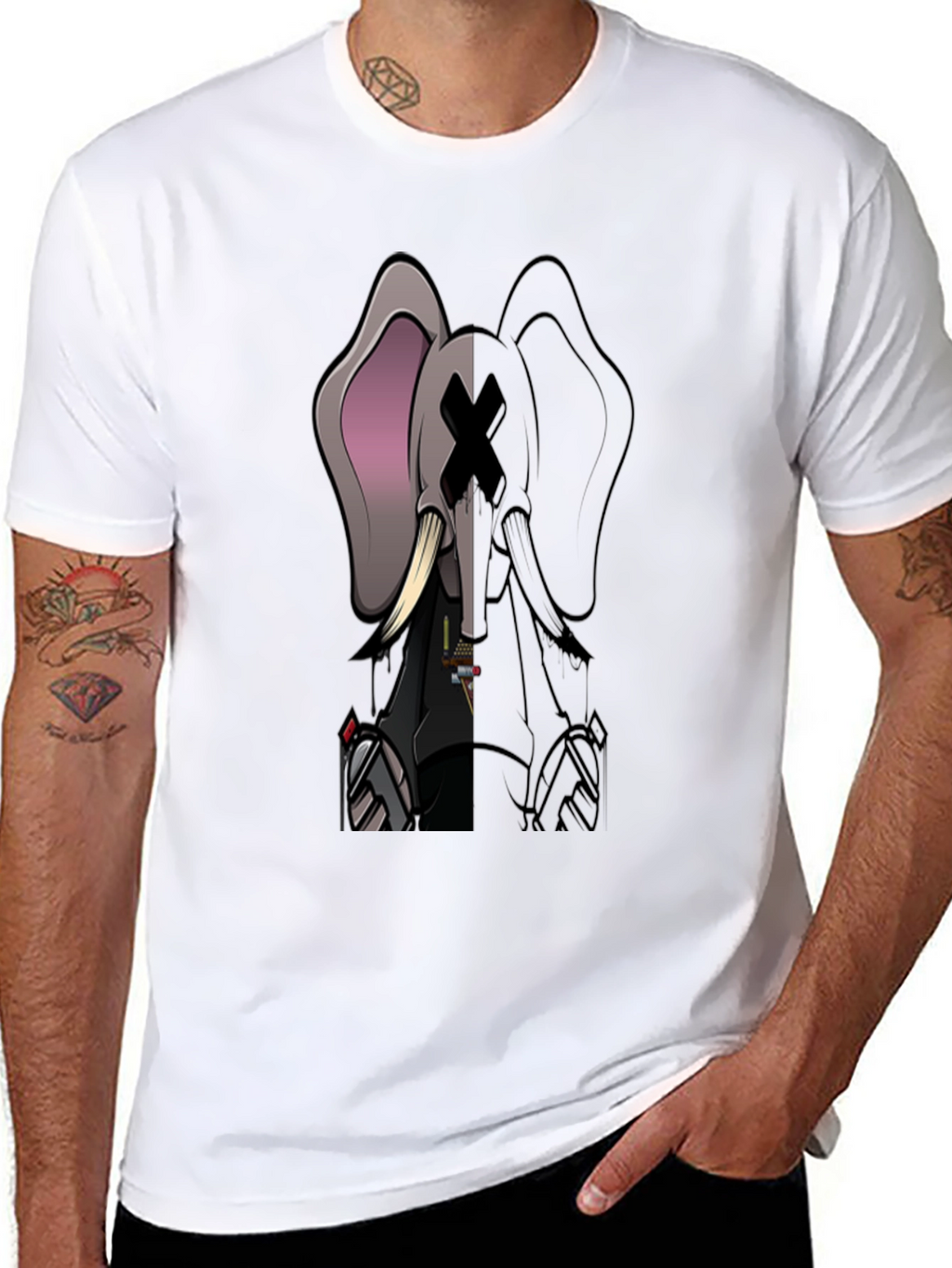 Elephant Graphic Print T-Shirt - Black