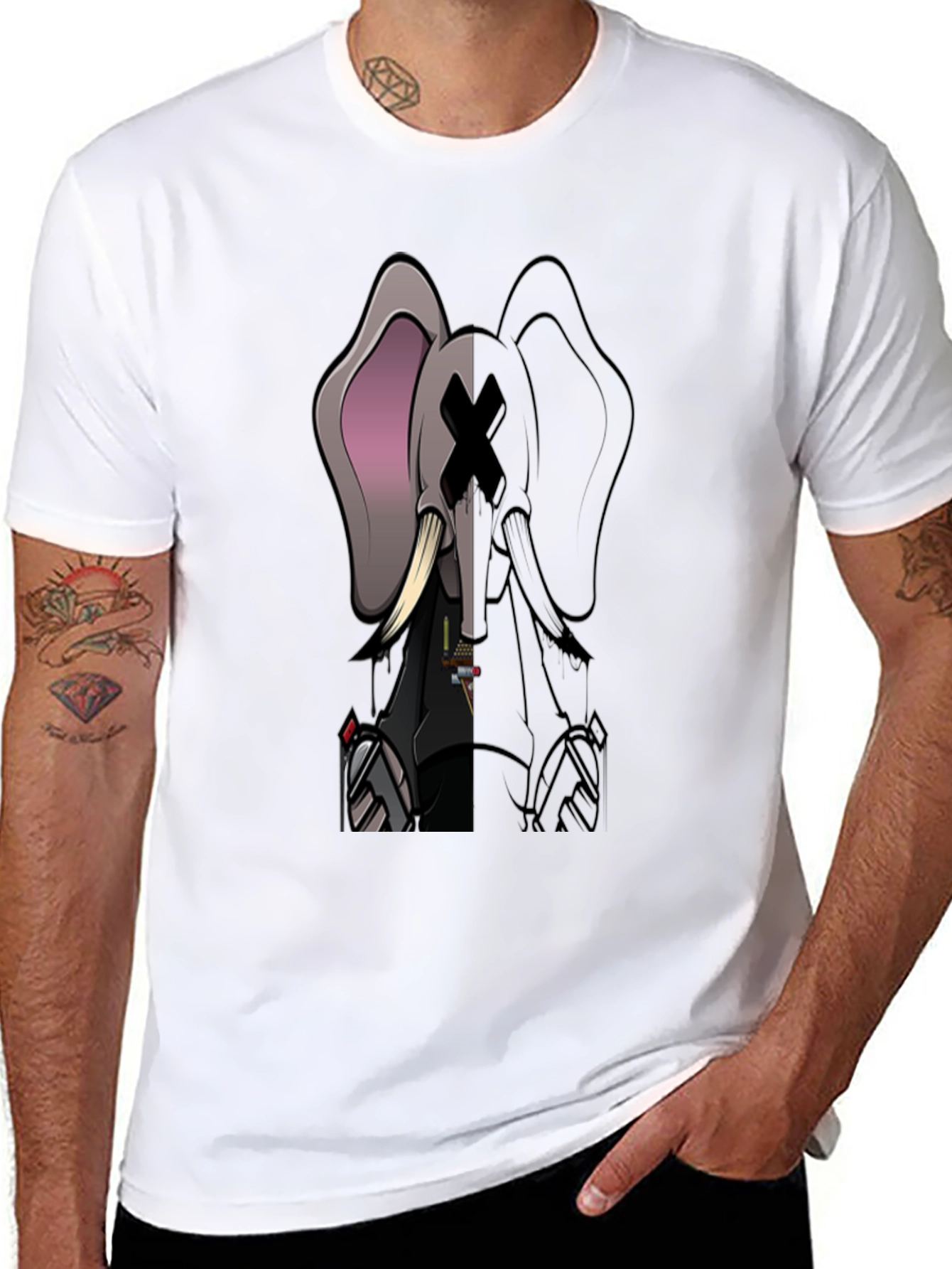 Elephant Graphic Print T-Shirt - Black