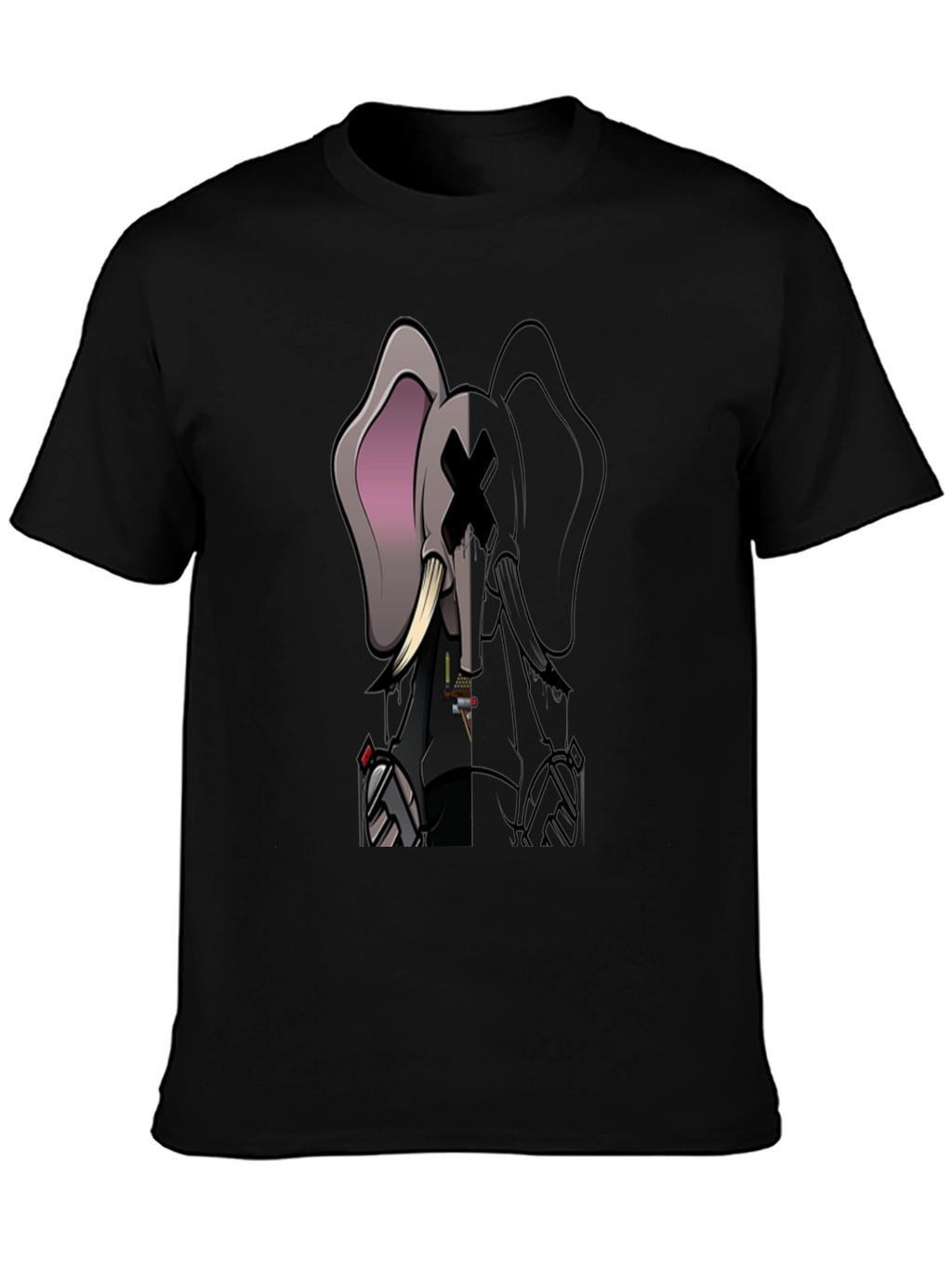 Elephant Graphic Print T-Shirt - Black
