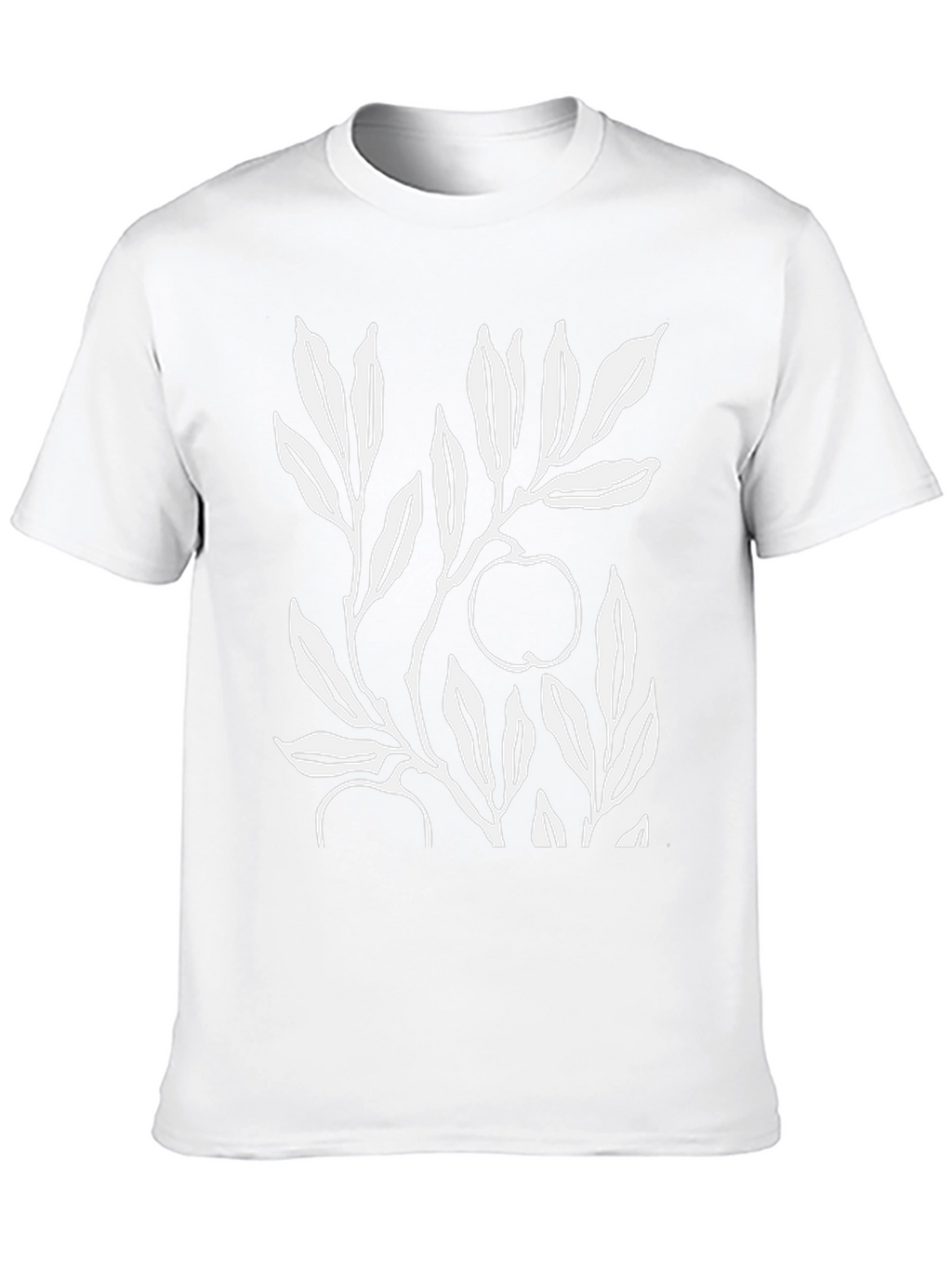 Botanical Apple Branch Print Black T-Shirt