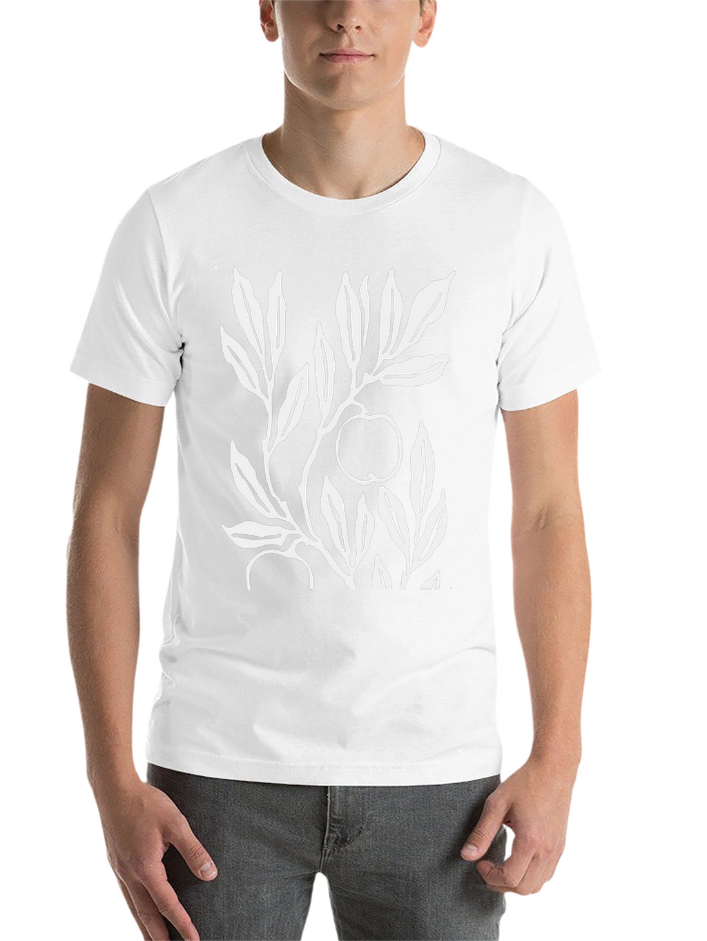 Botanical Apple Branch Print Black T-Shirt