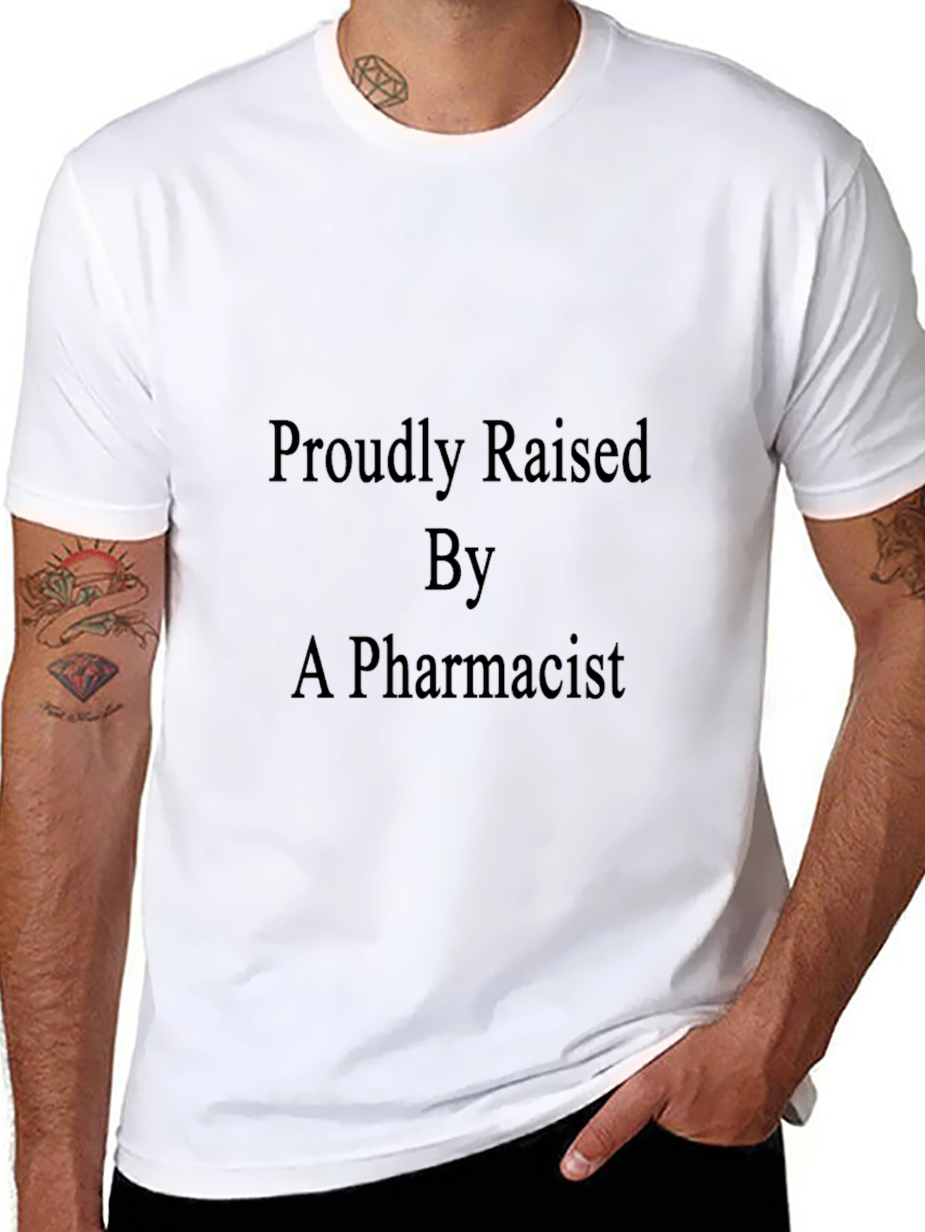 Proudly Raised By A Pharmacist Black T-Shirt