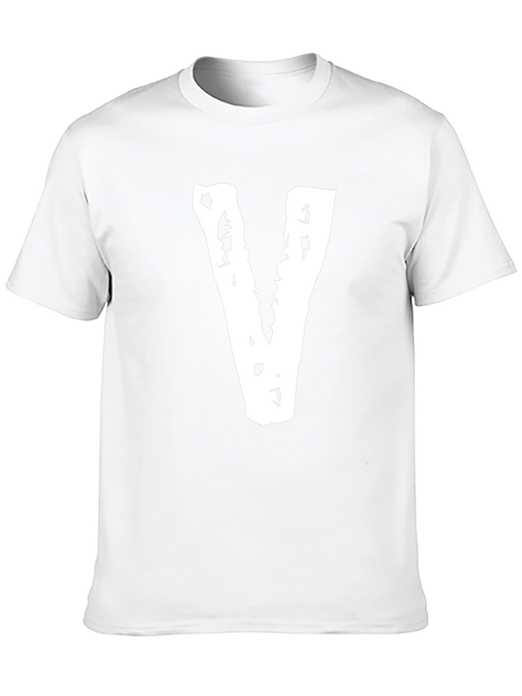 Black Tee with Distressed White V