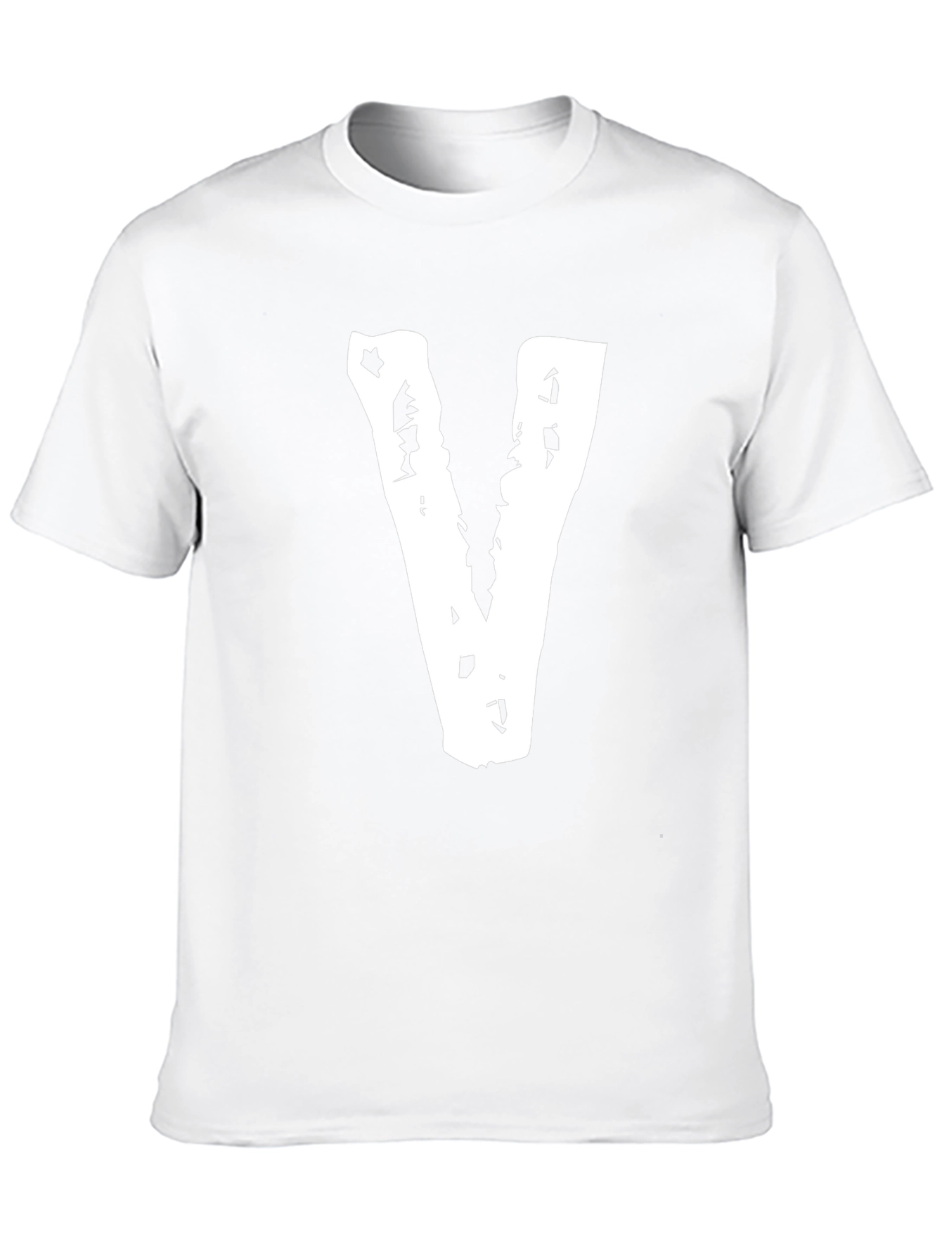 Black Tee with Distressed White V