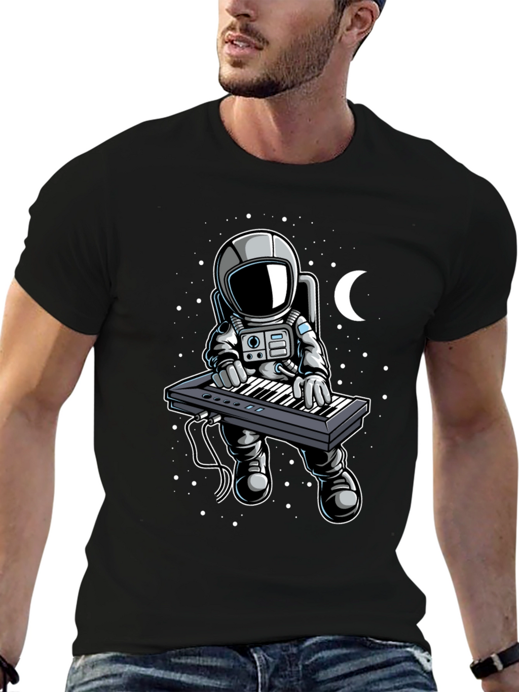 Astronaut Keyboardist Graphic Tee