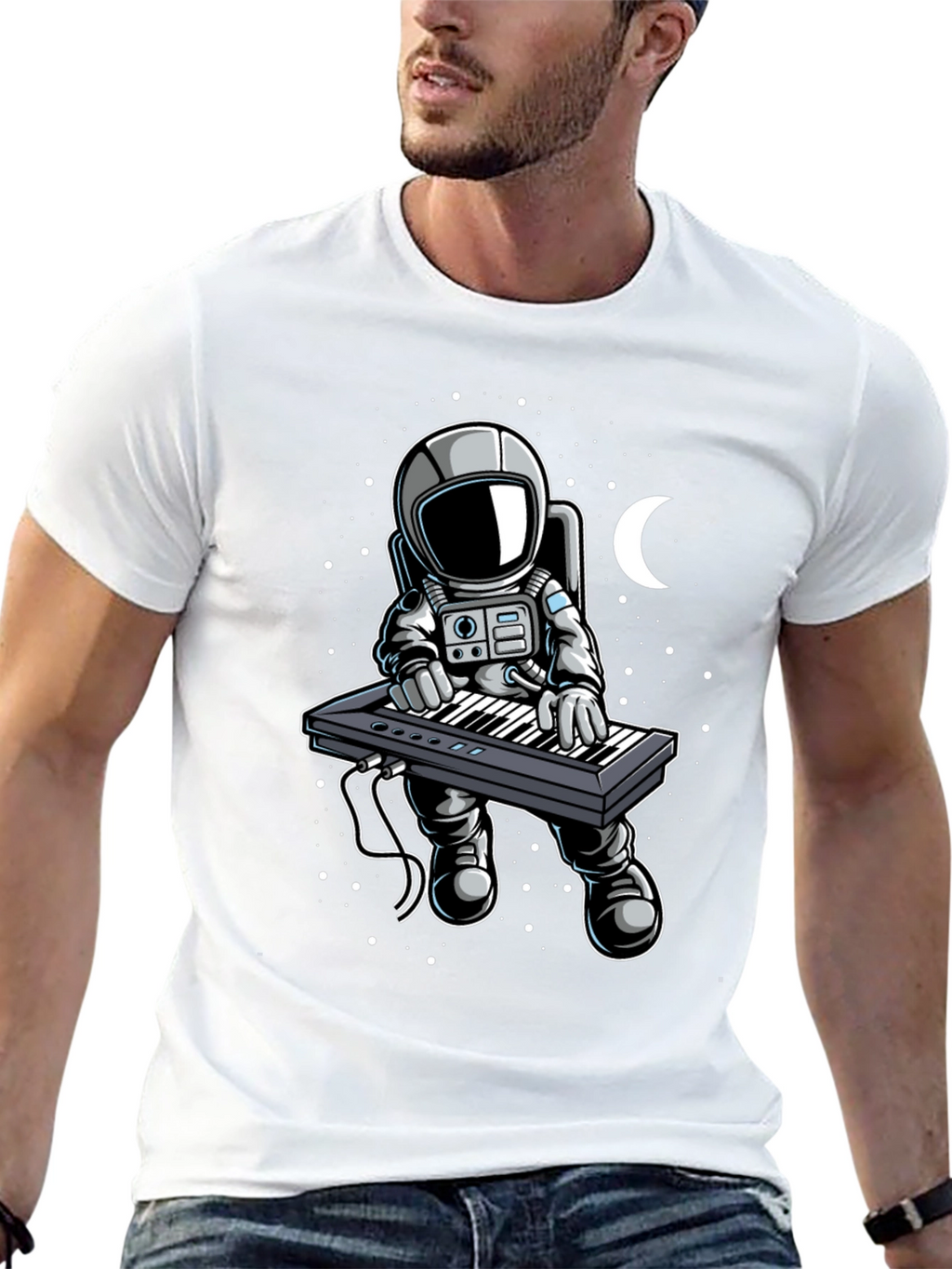 Astronaut Keyboardist Graphic Tee