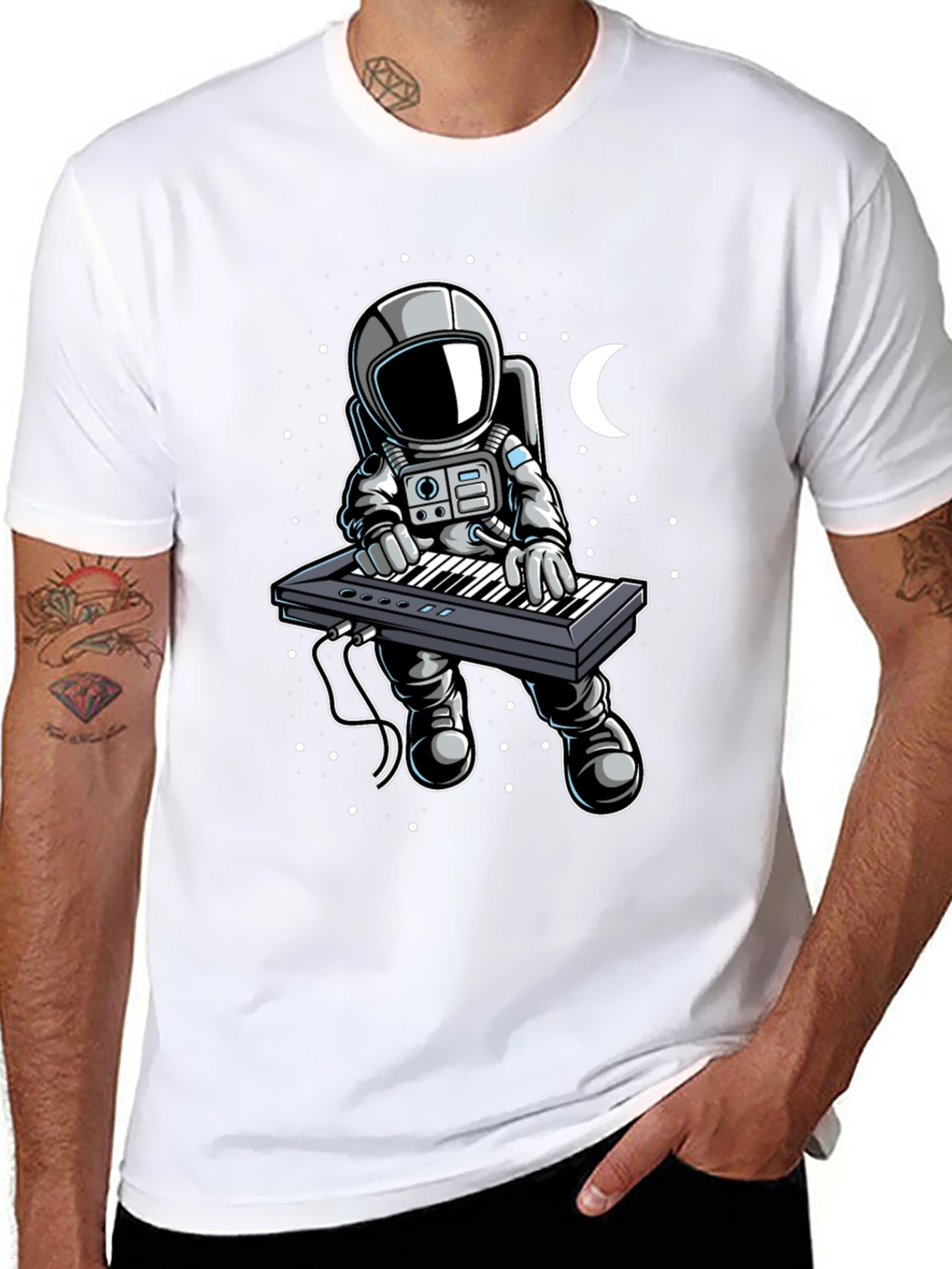Astronaut Keyboardist Graphic Tee