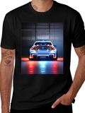 Sleek Car Graphic Tee - Black Cotton Blend