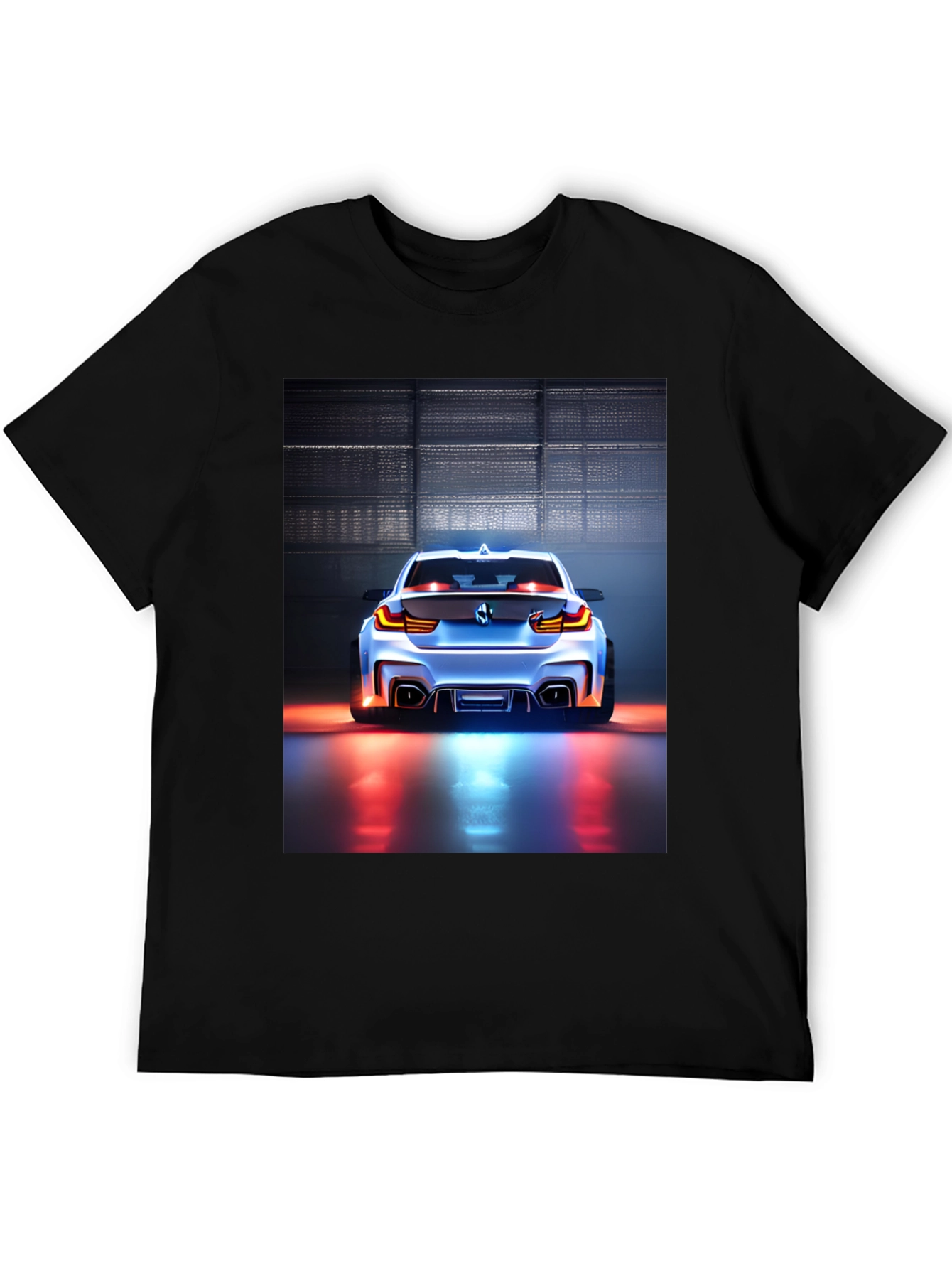 Sleek Car Graphic Tee - Black Cotton Blend