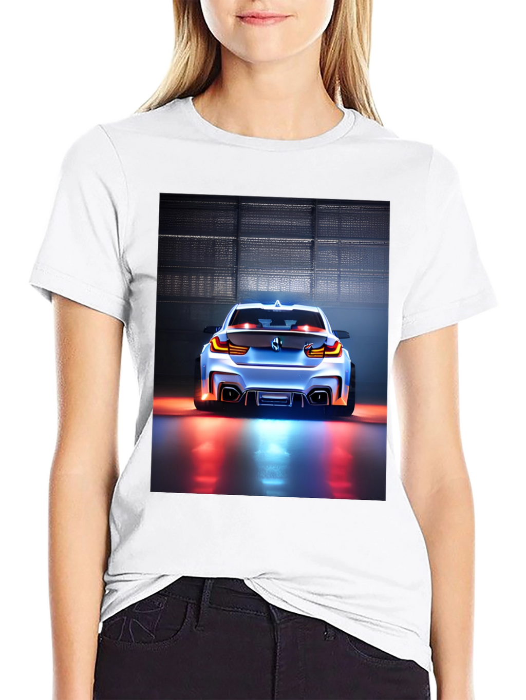 Sleek Car Graphic Tee - Black Cotton Blend