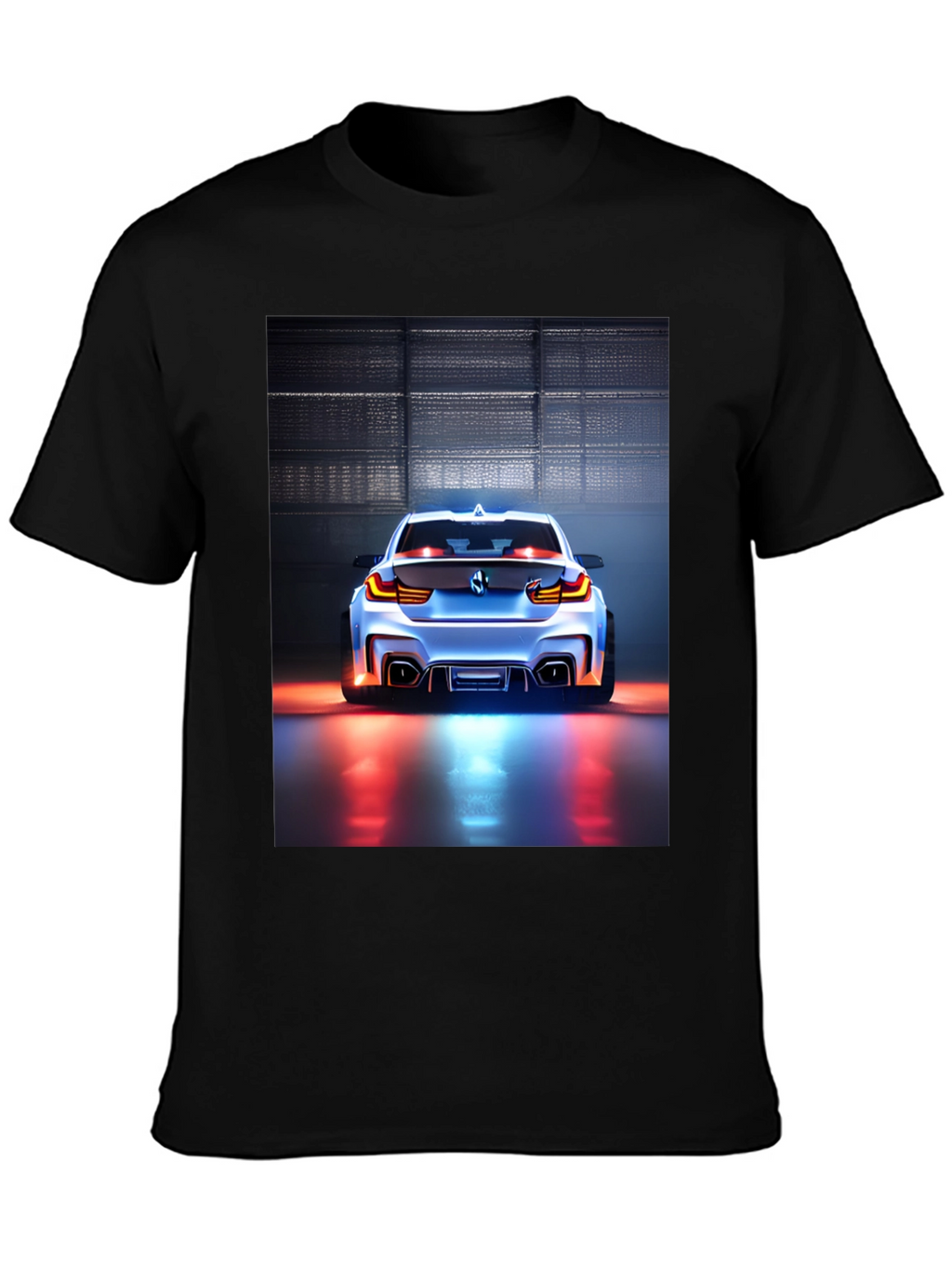 Sleek Car Graphic Tee - Black Cotton Blend