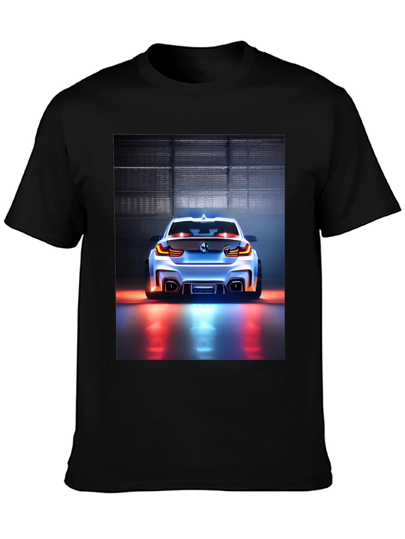 Sleek Car Graphic Tee - Black Cotton Blend