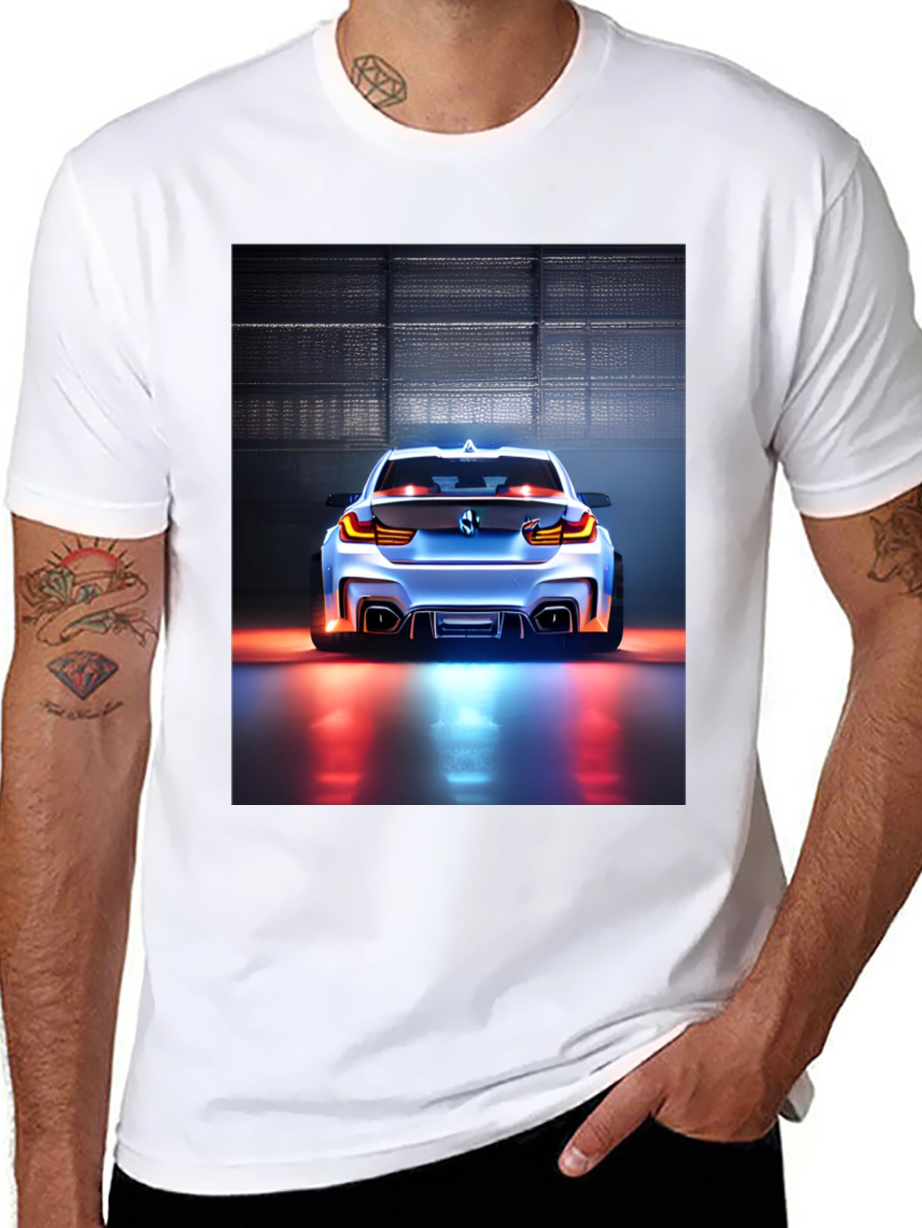 Sleek Car Graphic Tee - Black Cotton Blend