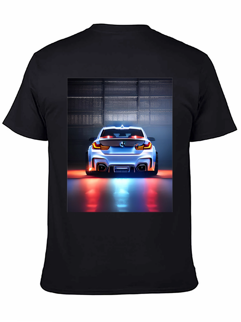 Sleek Car Graphic Tee - Black Cotton Blend