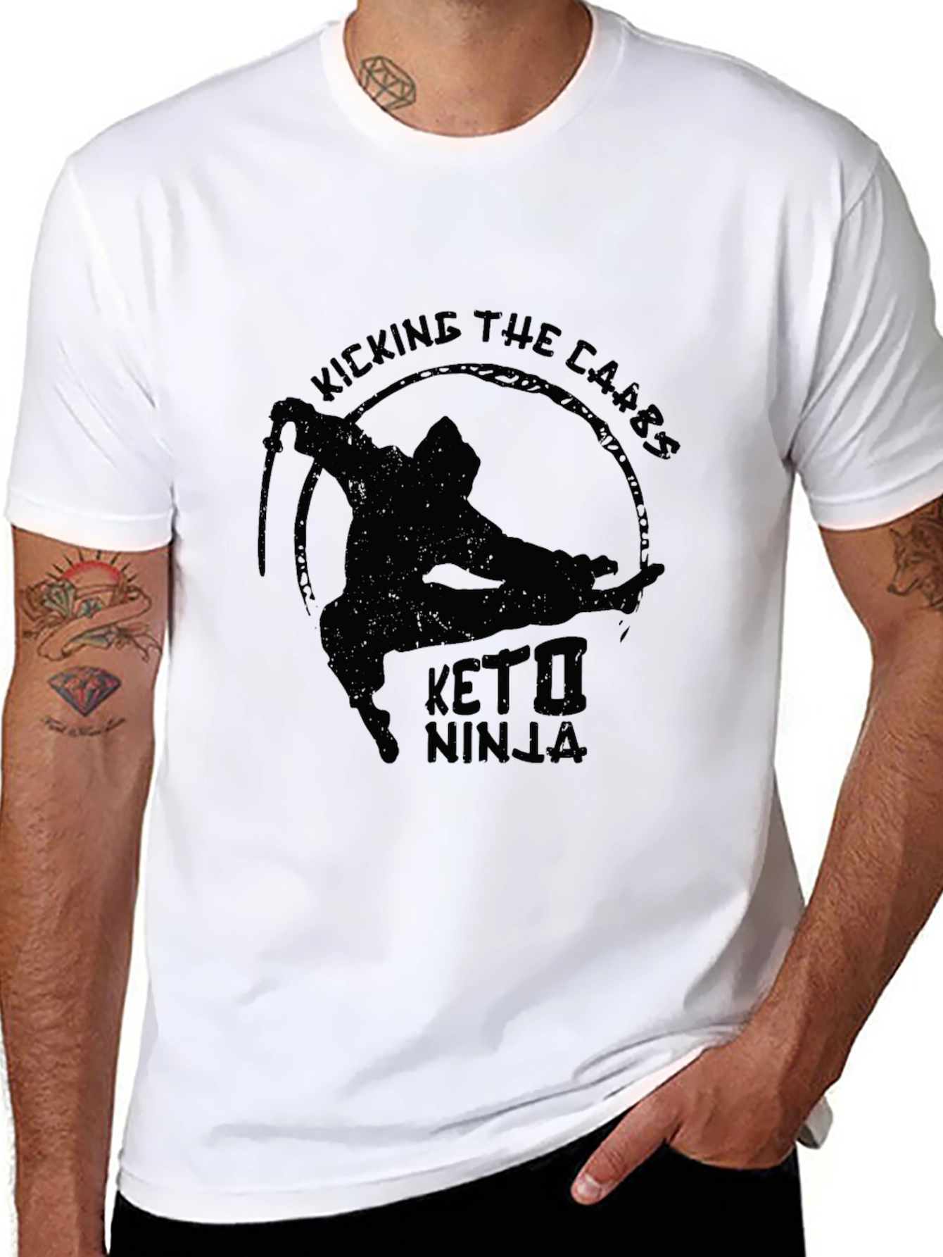 Keto Ninja Graphic T-Shirt - Kick the Carbs!