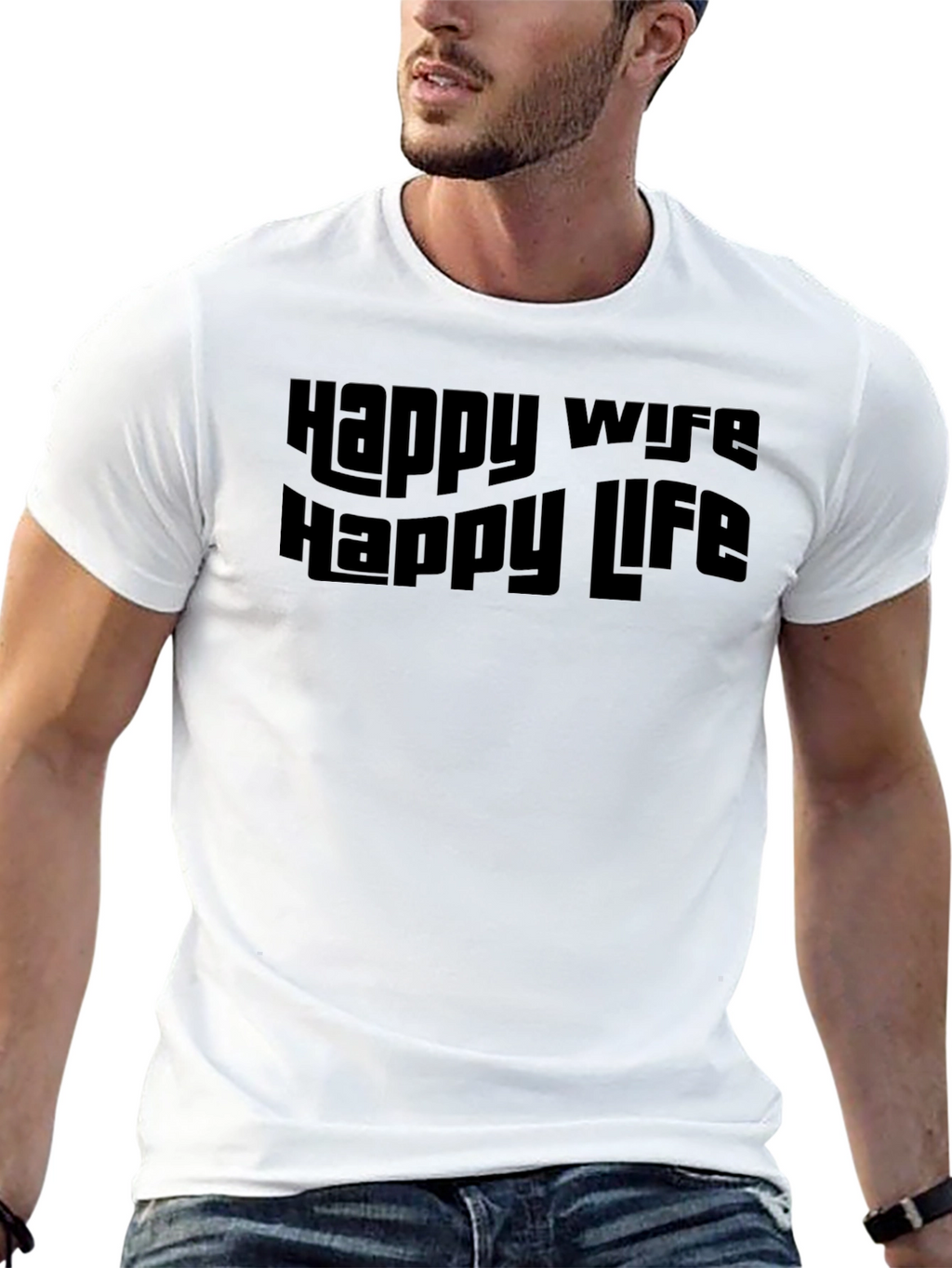 Happy Wife Happy Life Black Graphic Tee