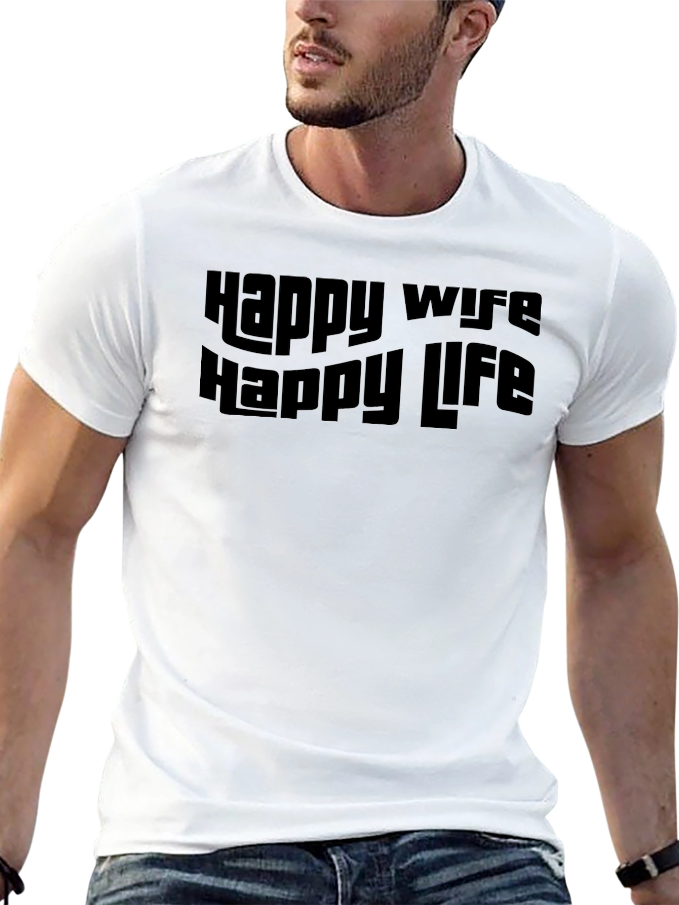 Happy Wife Happy Life Black Graphic Tee