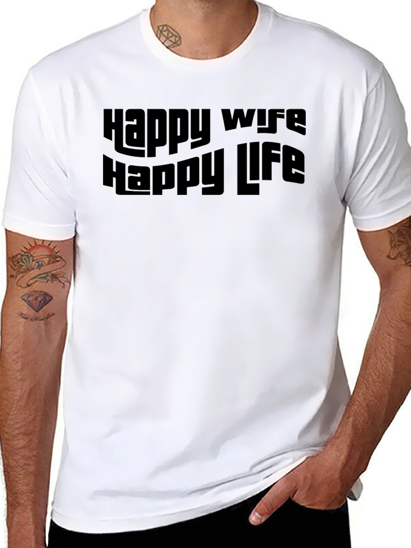 Happy Wife Happy Life Black Graphic Tee