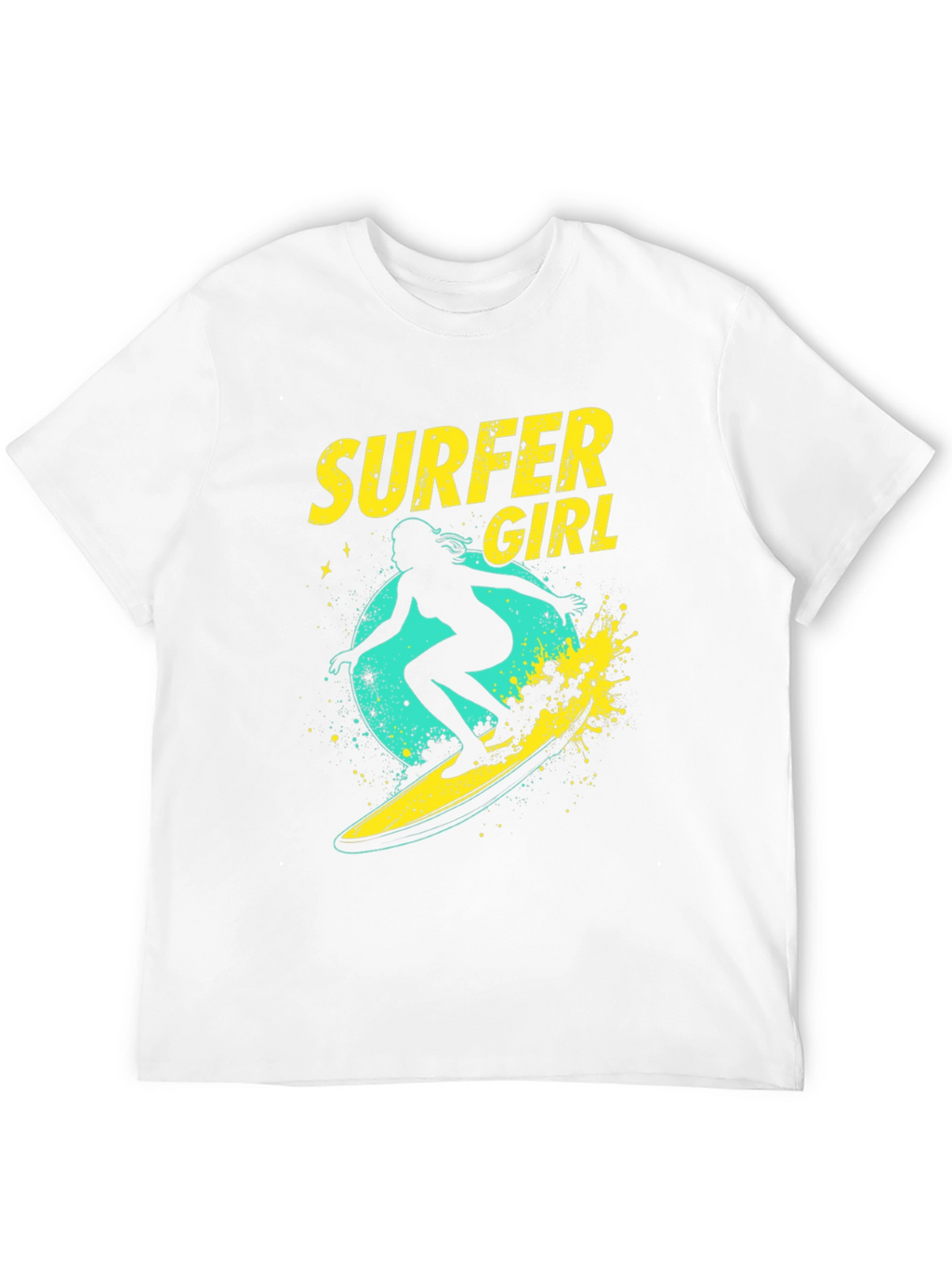 Surfer Girl Graphic Tee - Black Cotton T-Shirt